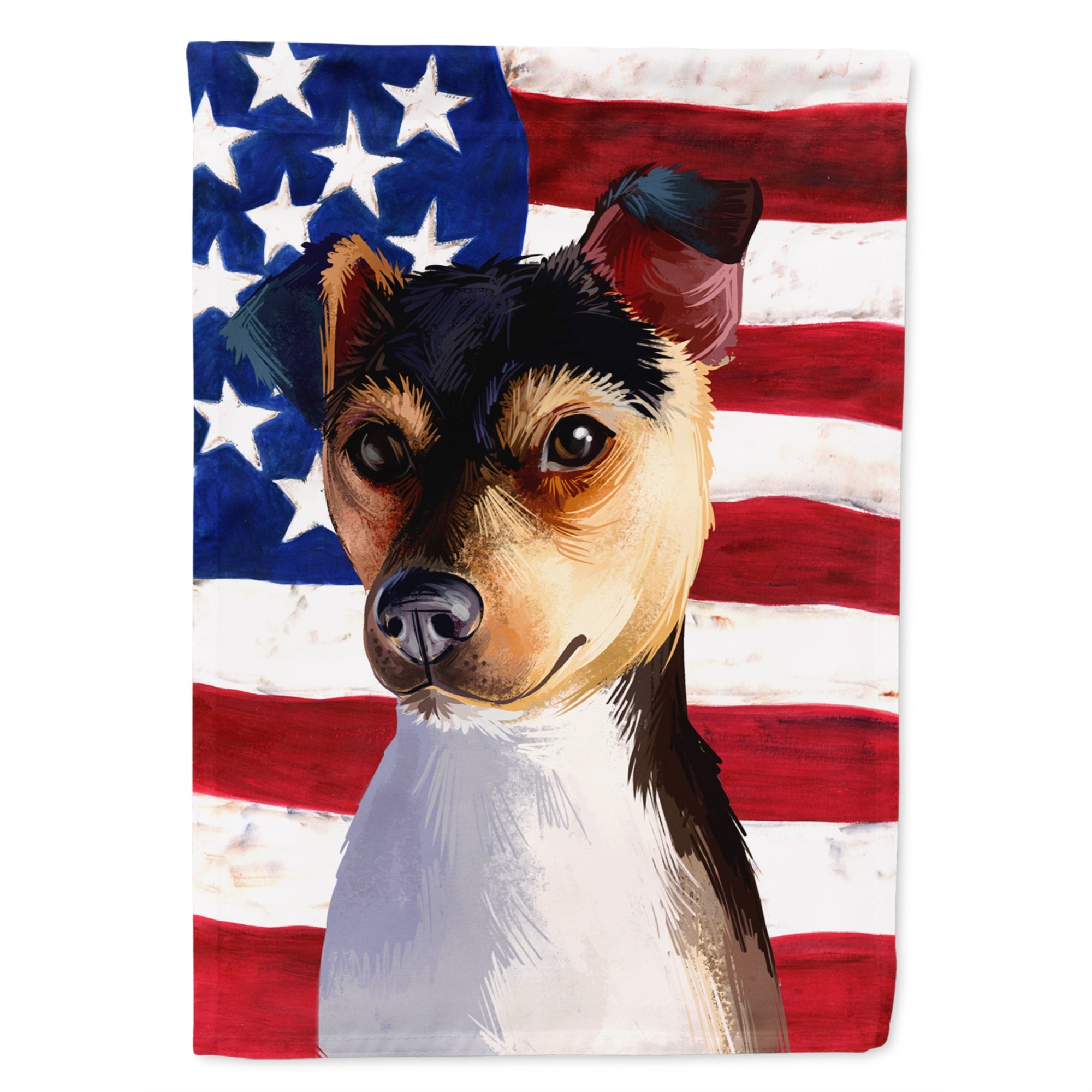 Brazilian Terrier Dog American Flag Flag Canvas House Size