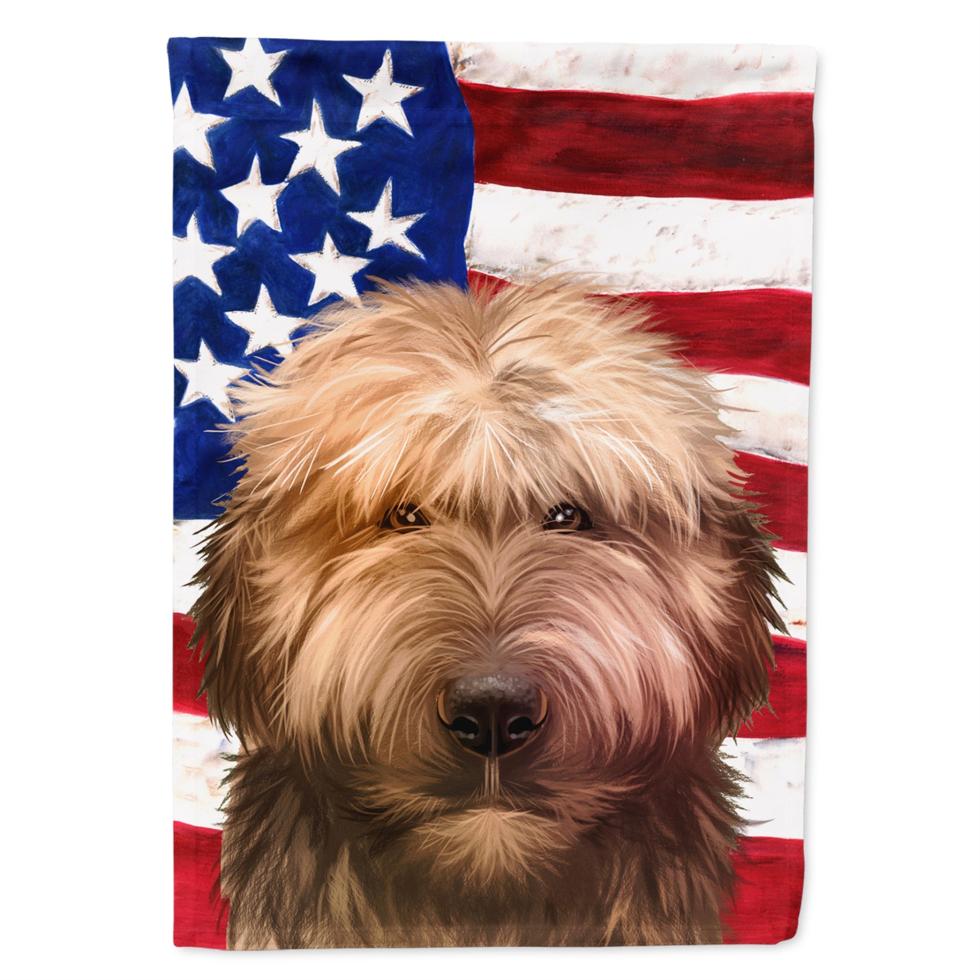 Briard Dog American Flag Flag Canvas House Size