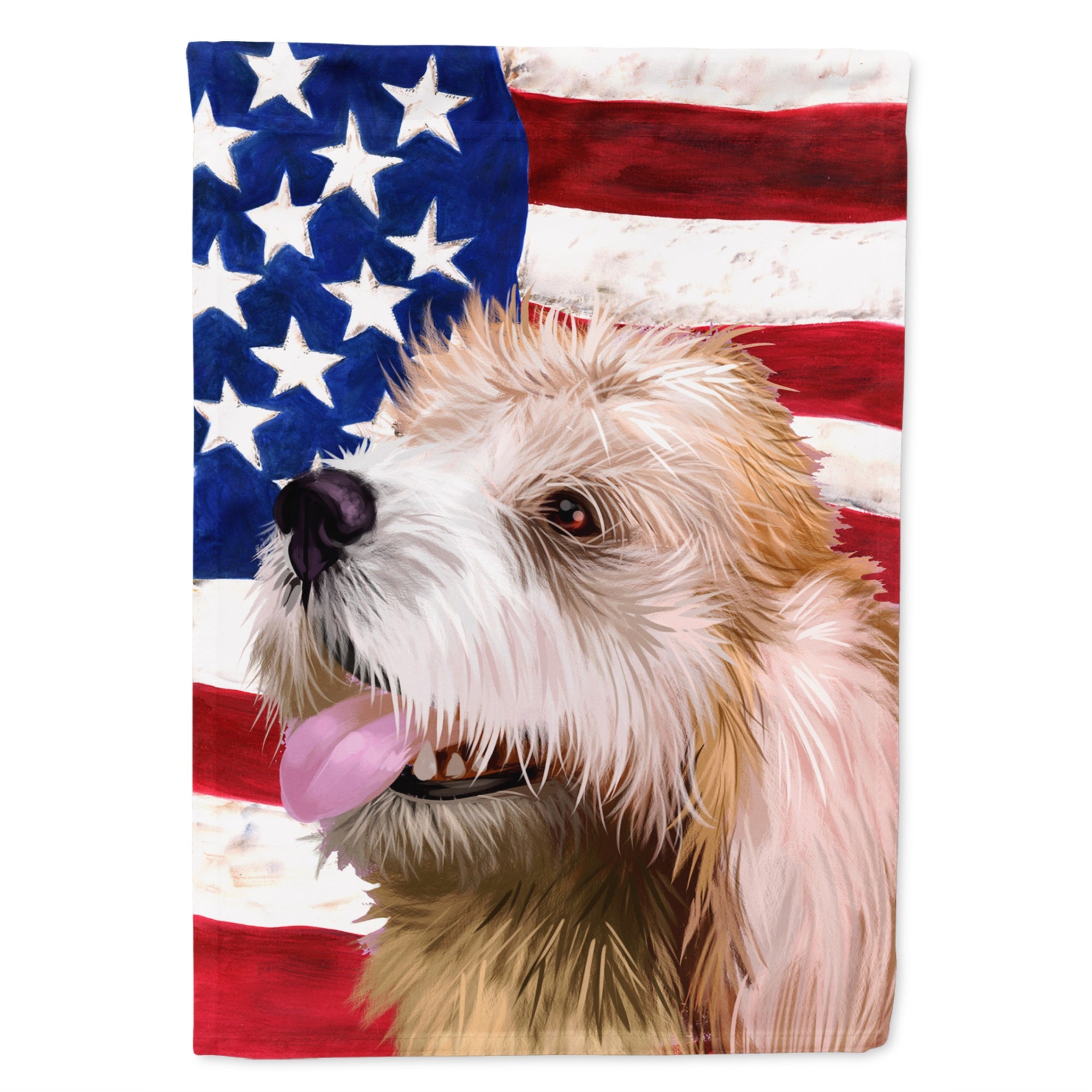 Briquet Griffon Vendeen American Flag Flag Canvas House Size