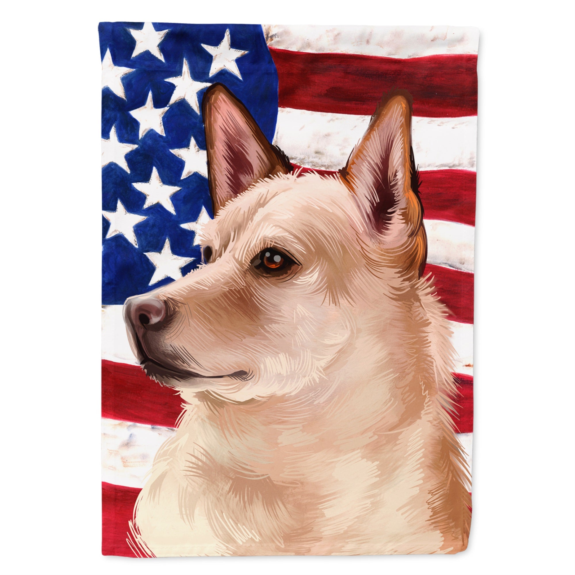 Canaan Dog American Flag Flag Canvas House Size