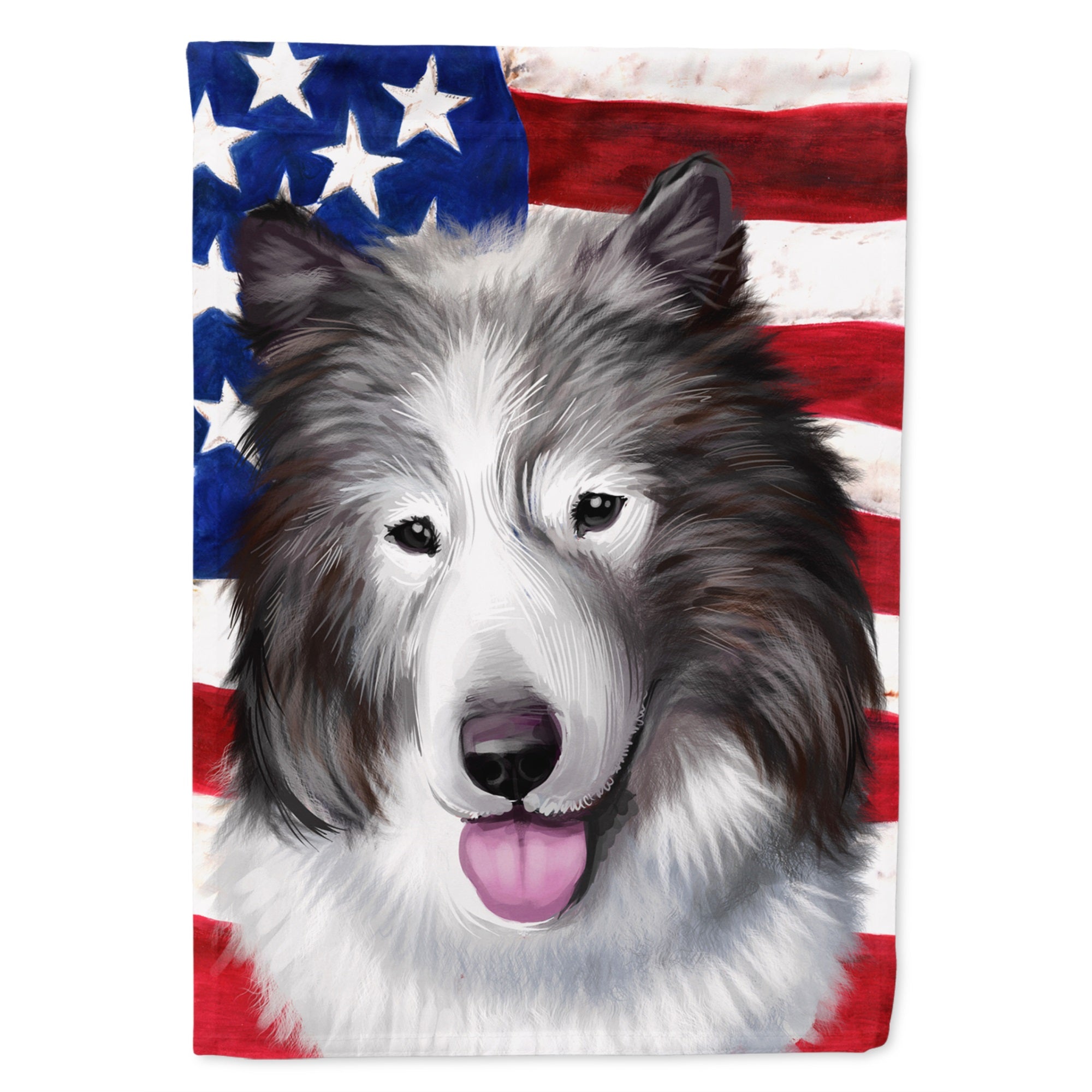 Canadian Eskimo Dog American Flag Flag Canvas House Size