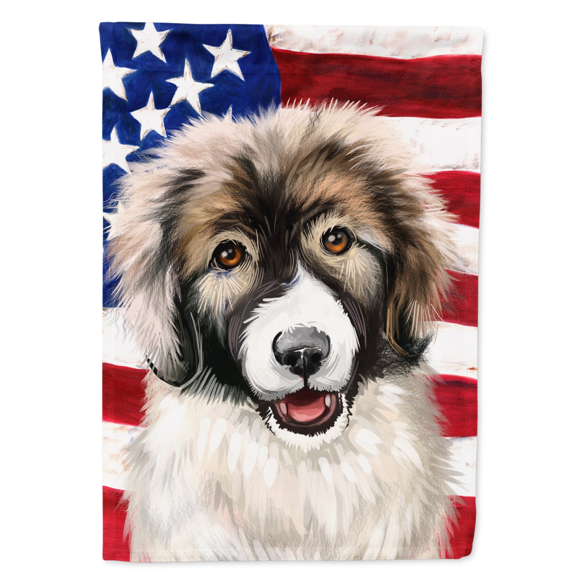 Carpathian Shepherd Dog American Flag Flag Canvas House Size