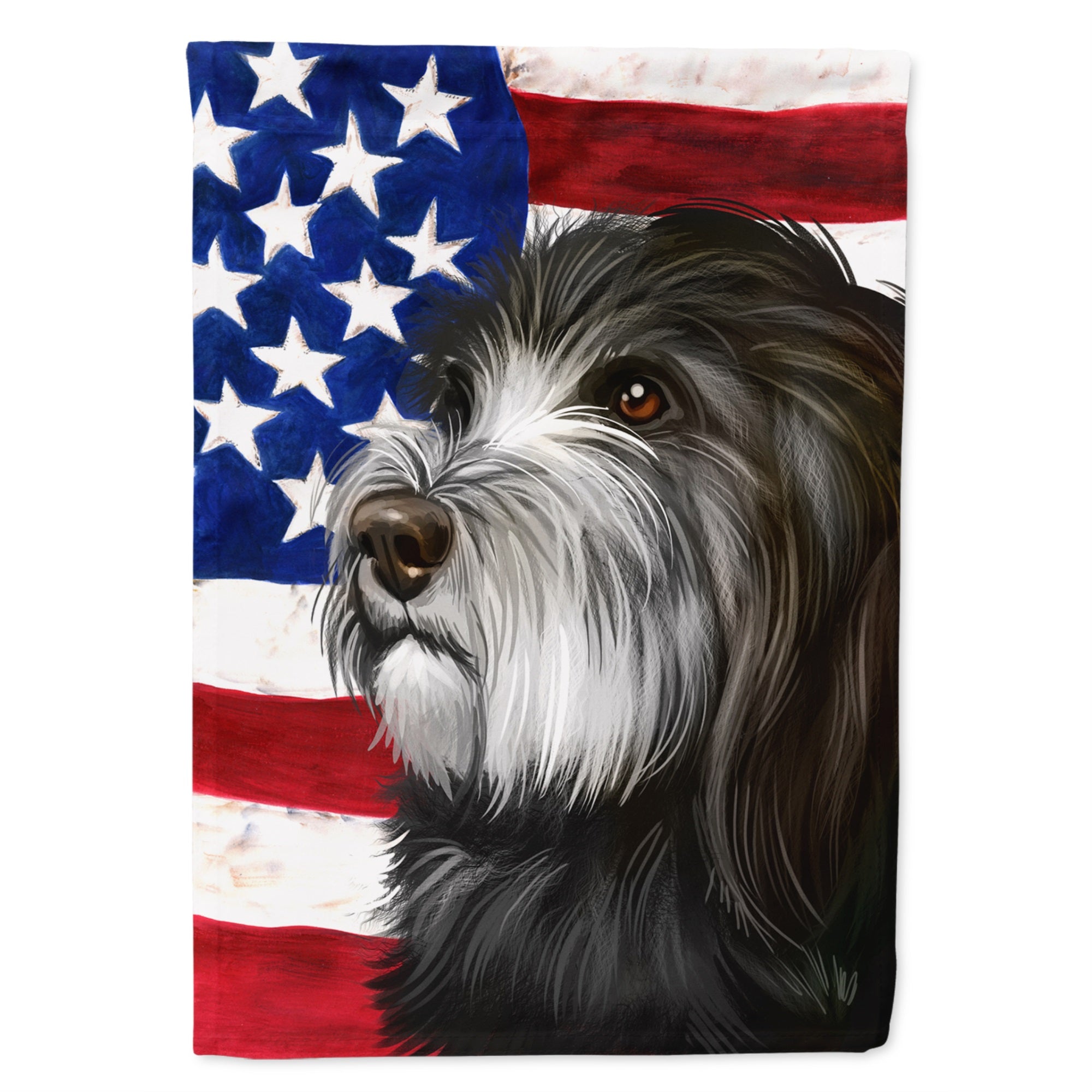 Catalan Sheepdog Dog American Flag Flag Canvas House Size