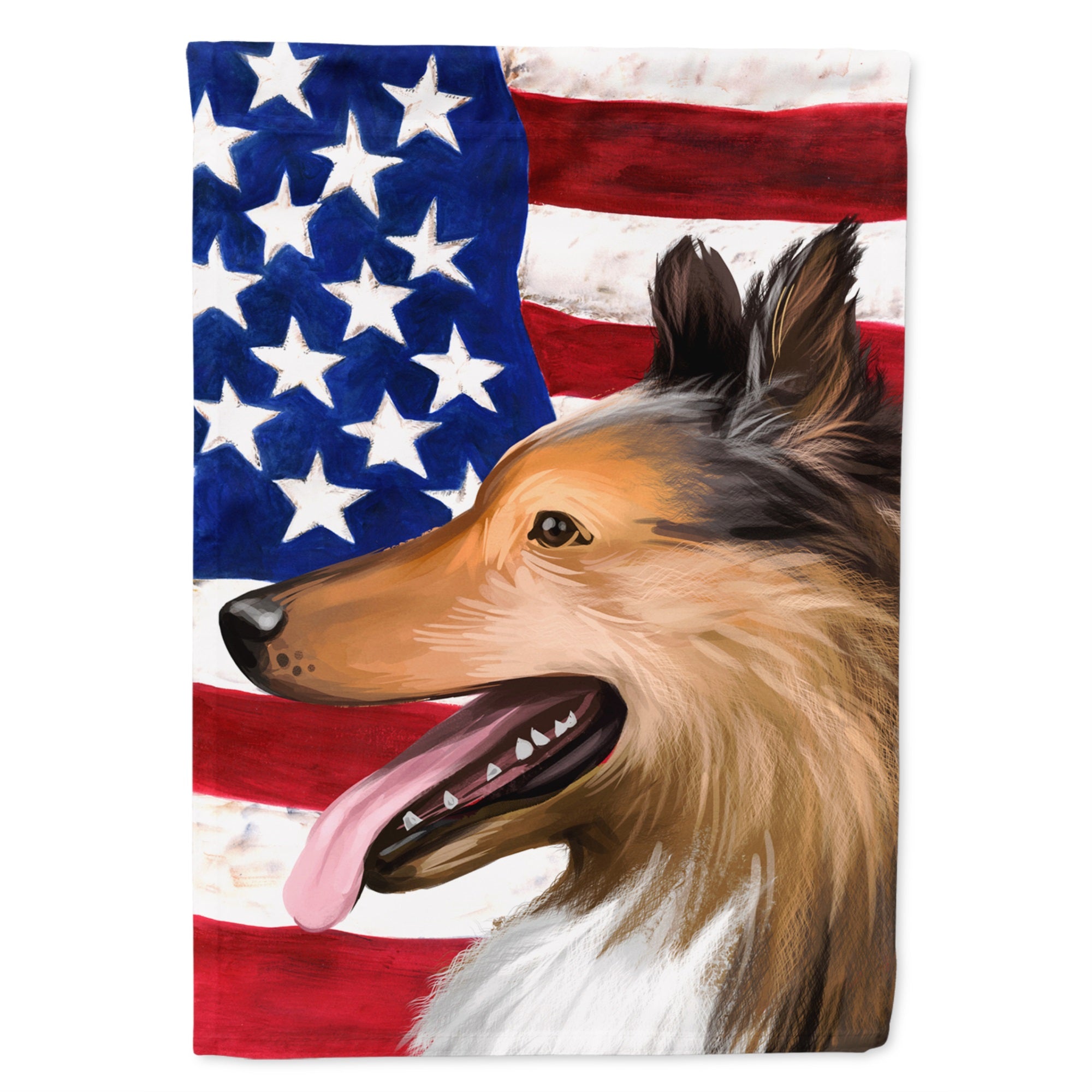 Collie Smooth Dog American Flag Flag Canvas House Size