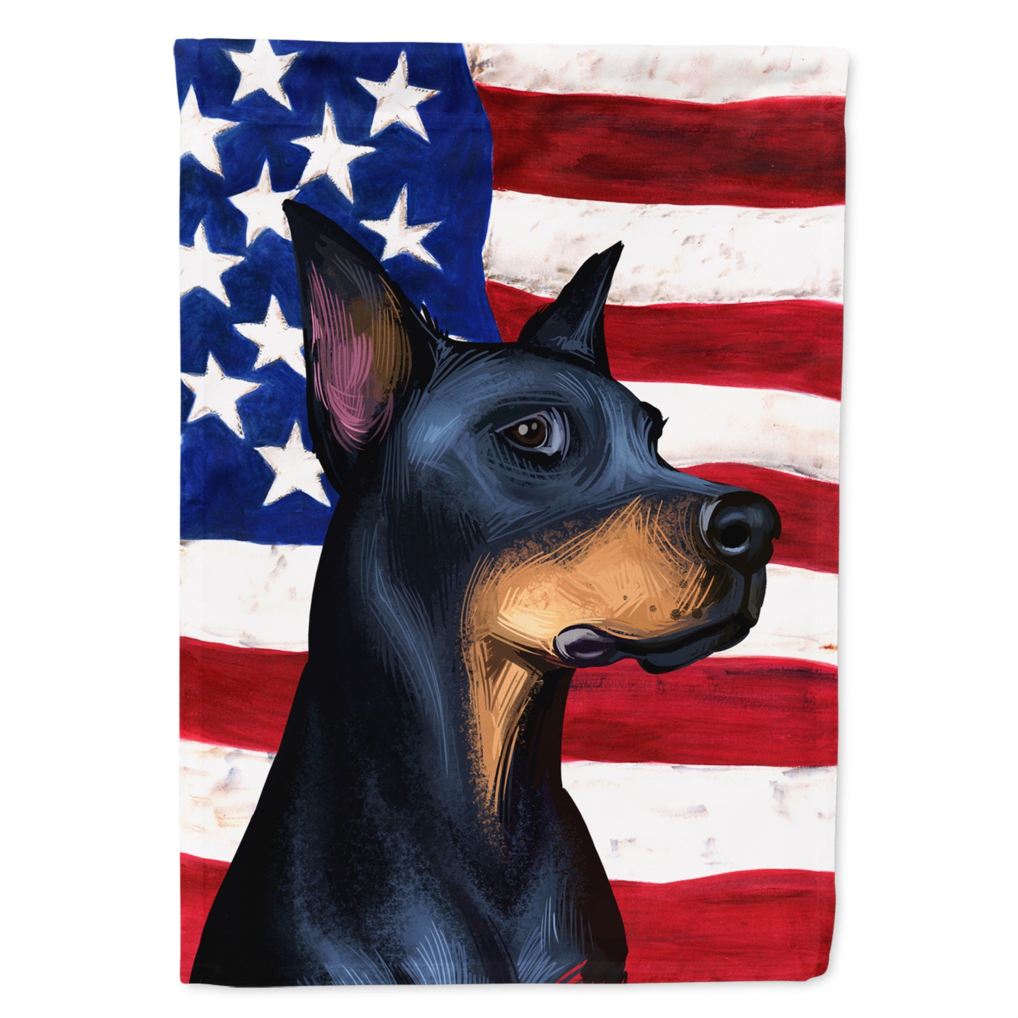 Doberman Pinscher Dog American Flag Flag Canvas House Size