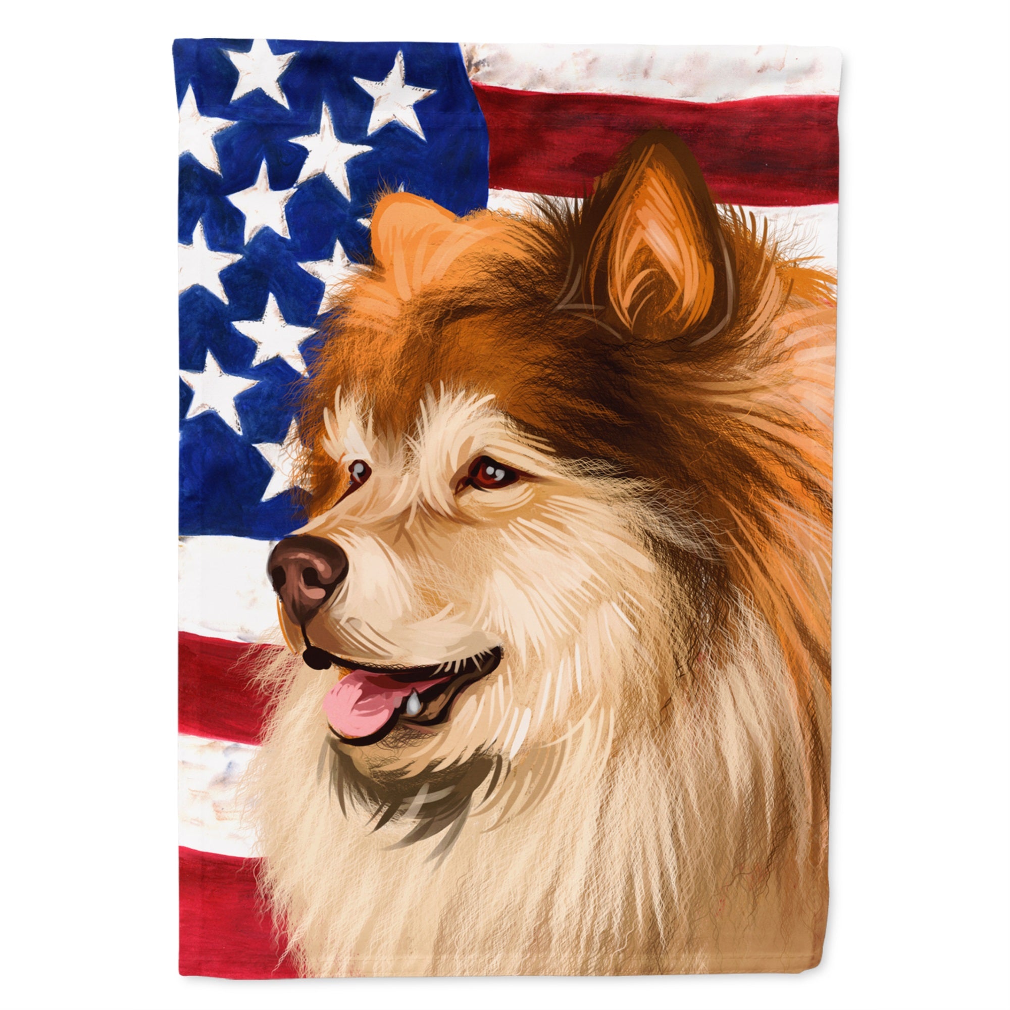 Finnish Lapphund Dog American Flag Flag Canvas House Size