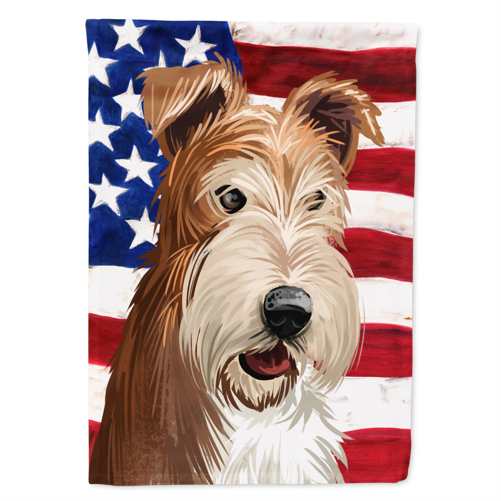Fox Terrier Wire Dog American Flag Flag Canvas House Size