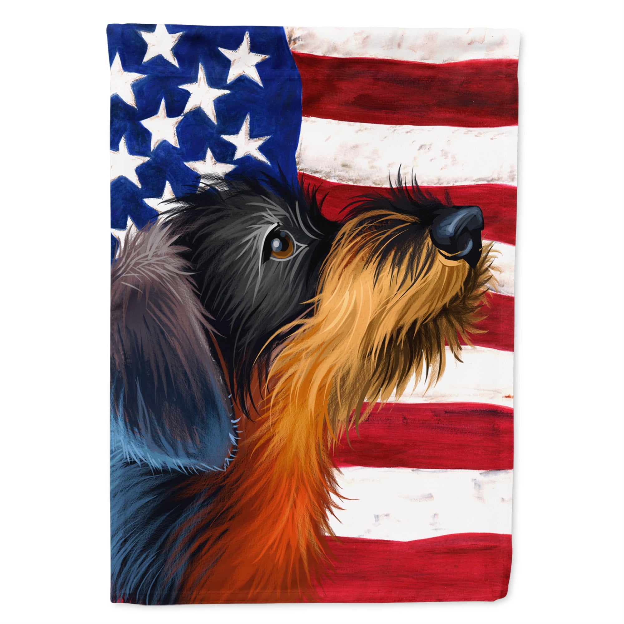 German Wirehaired Pointer American Flag Flag Canvas House Size