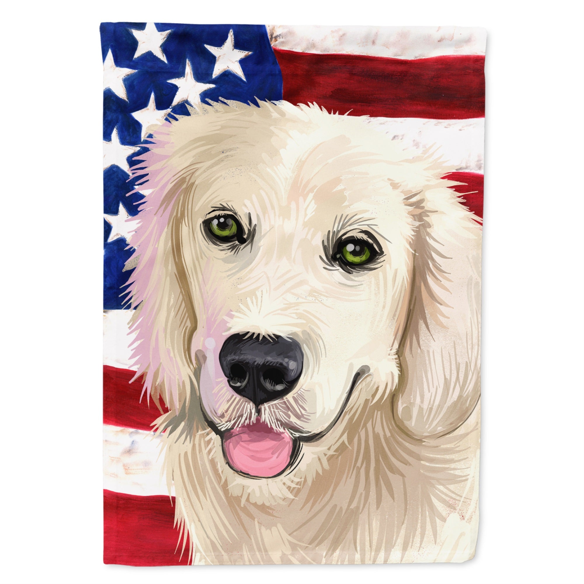 Golden Retriever Dog American Flag Flag Canvas House Size