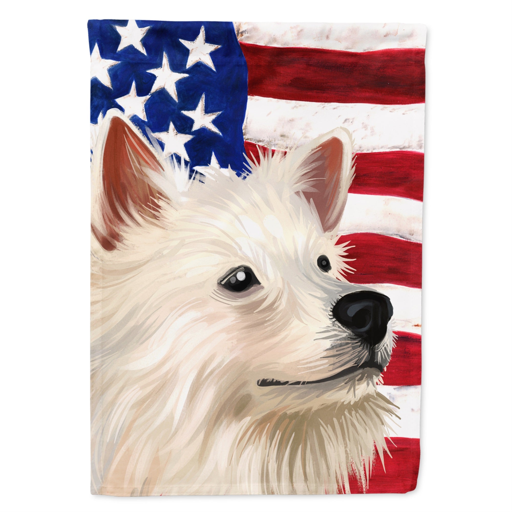 Indian Spitz Dog American Flag Flag Canvas House Size