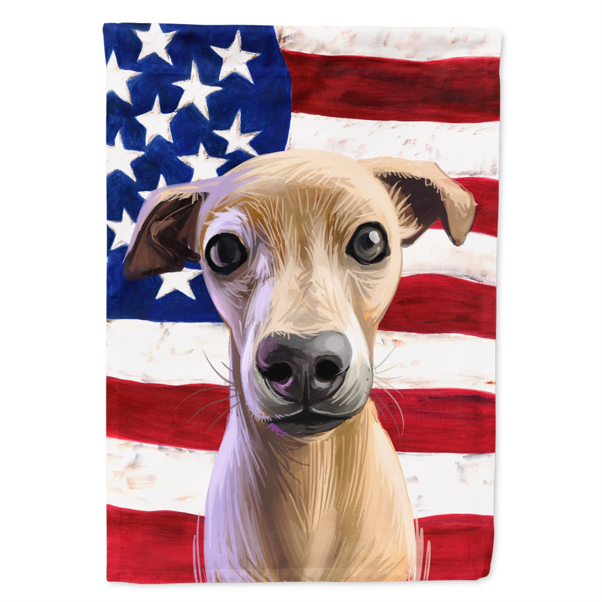 Italian Greyhound American Flag Flag Canvas House Size