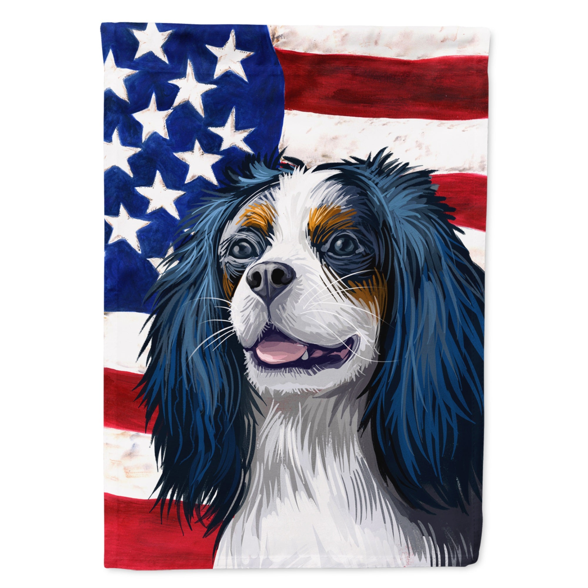 King Charles Spaniel American Flag Flag Canvas House Size