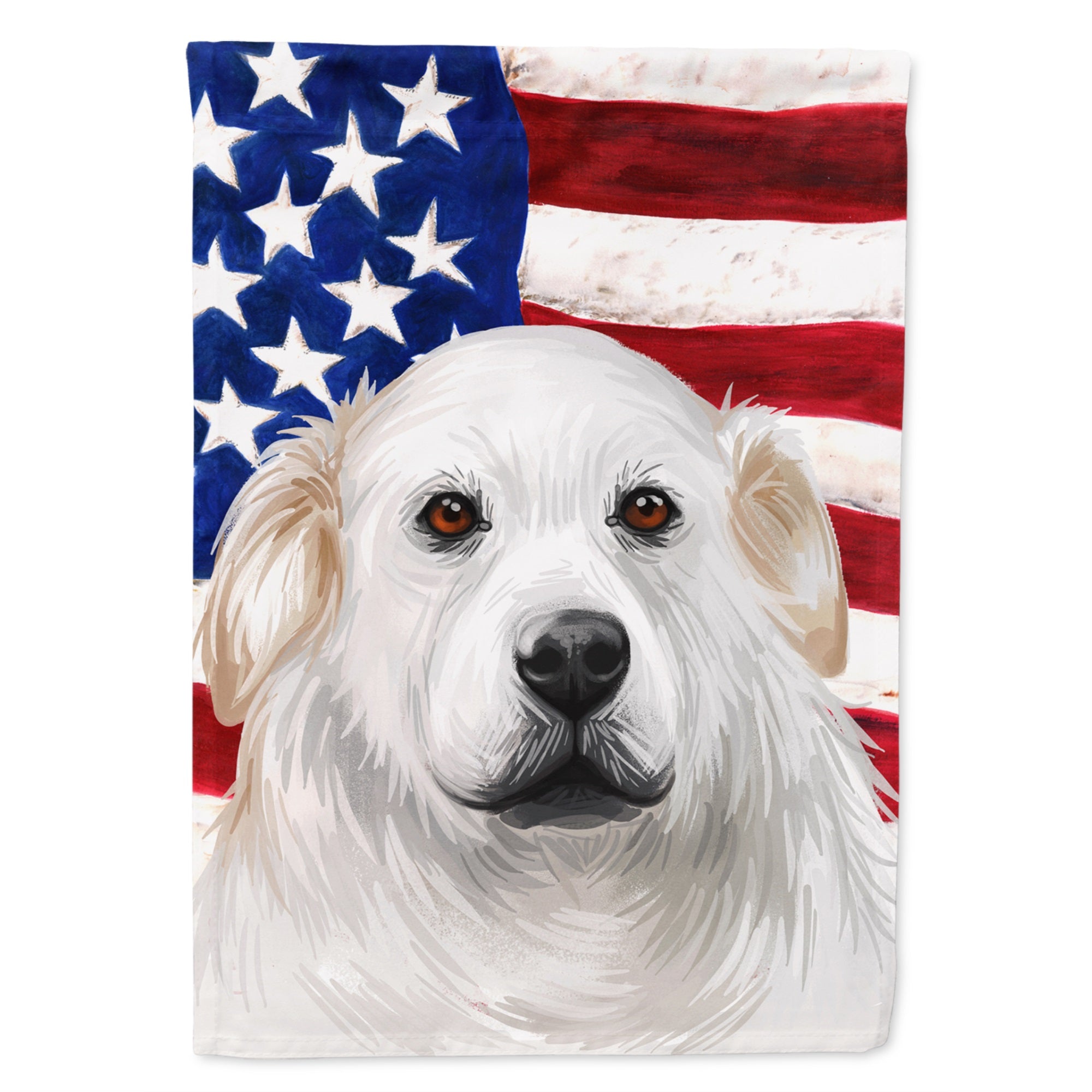 Kuvasz American Flag Flag Canvas House Size