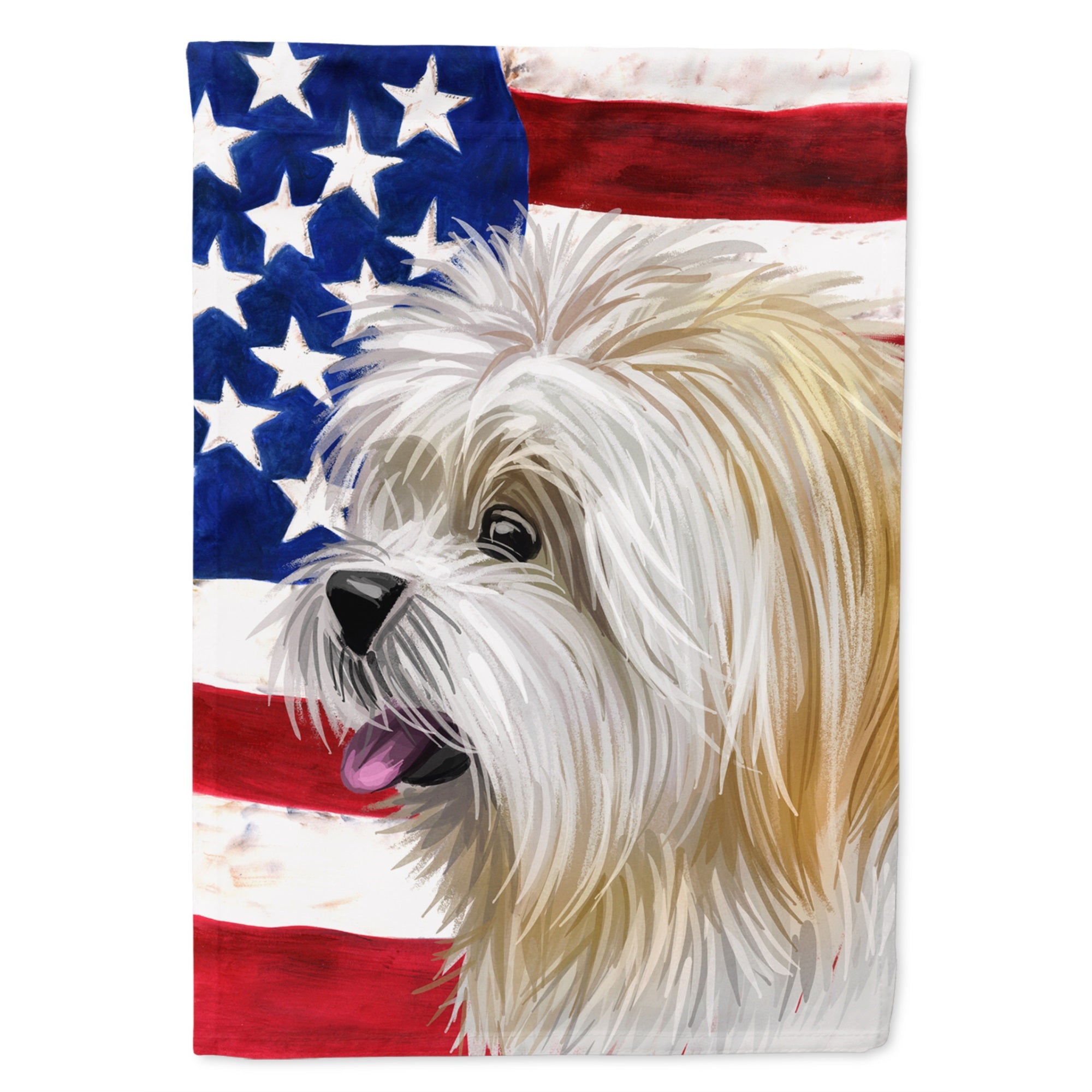 Lhasa Apso American Flag Flag Canvas House Size