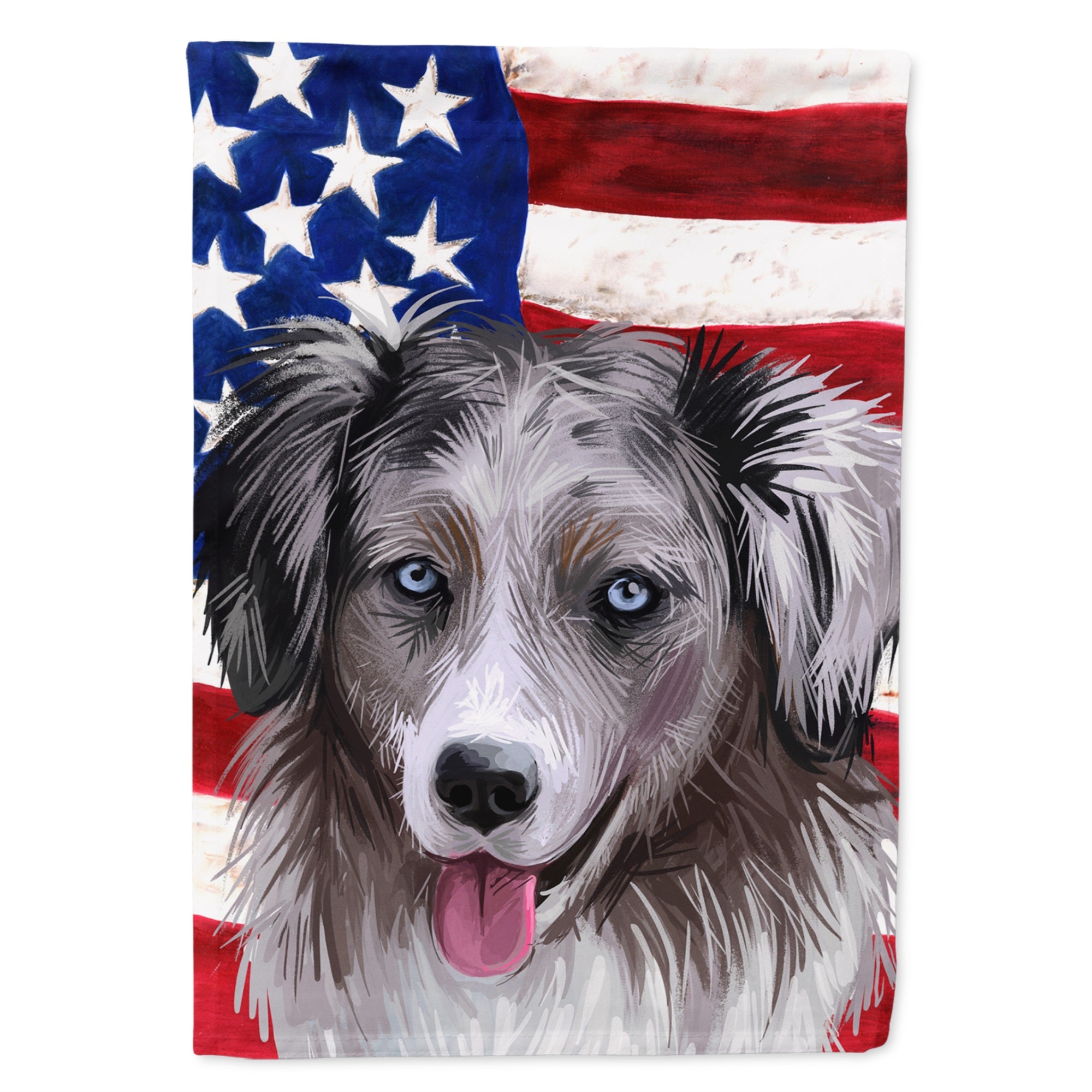 Miniature American Shepherd American Flag Flag Canvas House Size