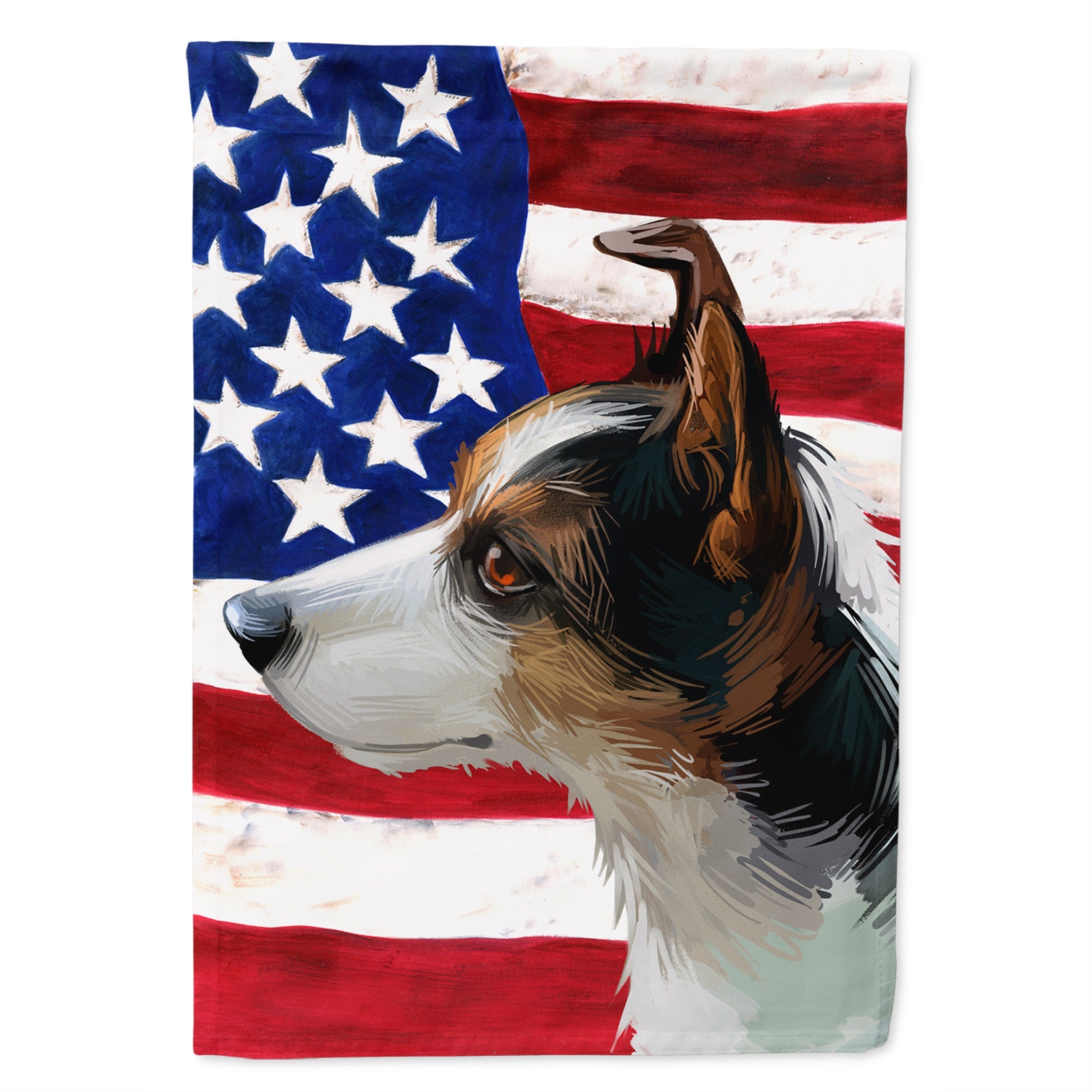 Miniature Fox Terrier Dog American Flag Flag Canvas House Size
