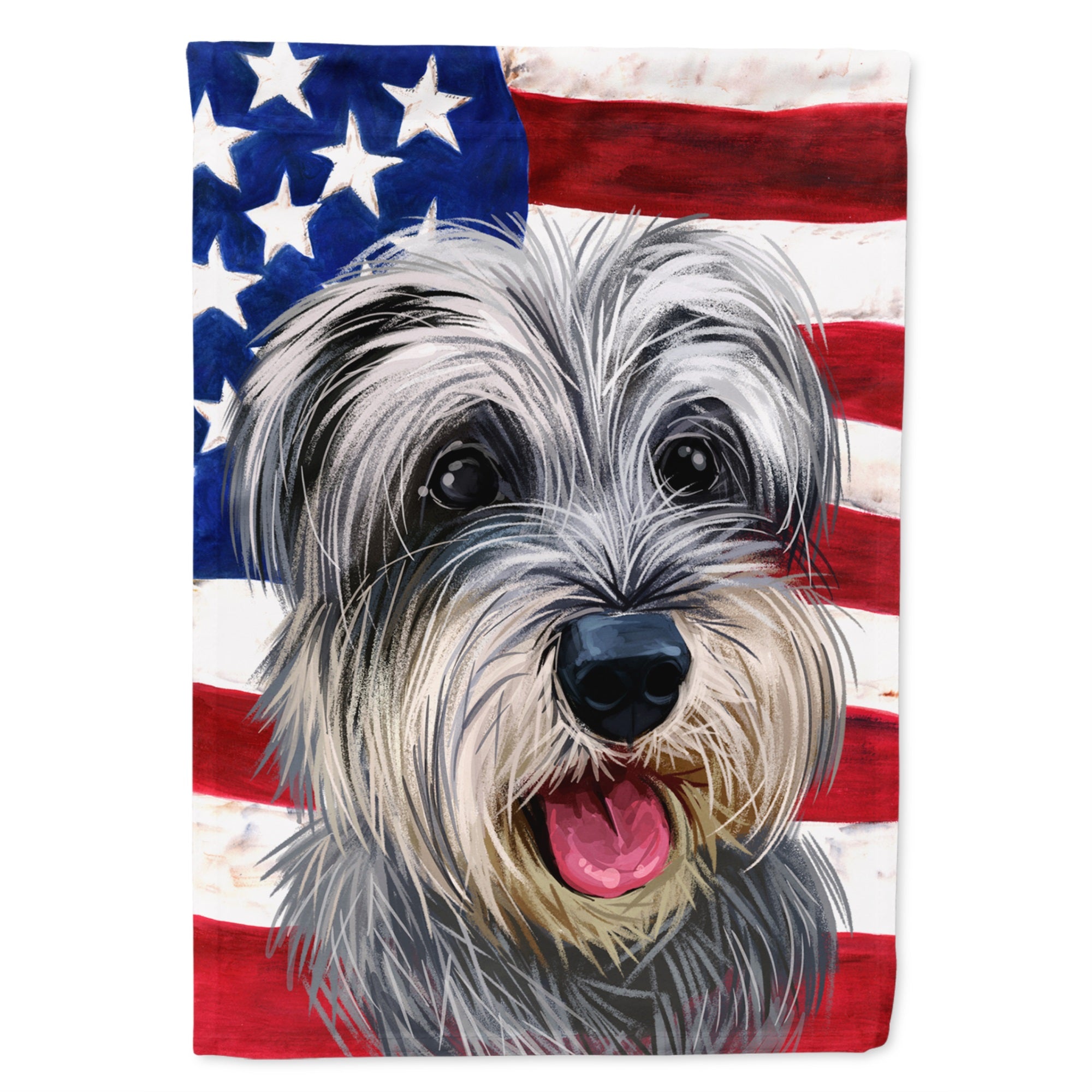 Miniature Schnauzer Dog American Flag Flag Canvas House Size