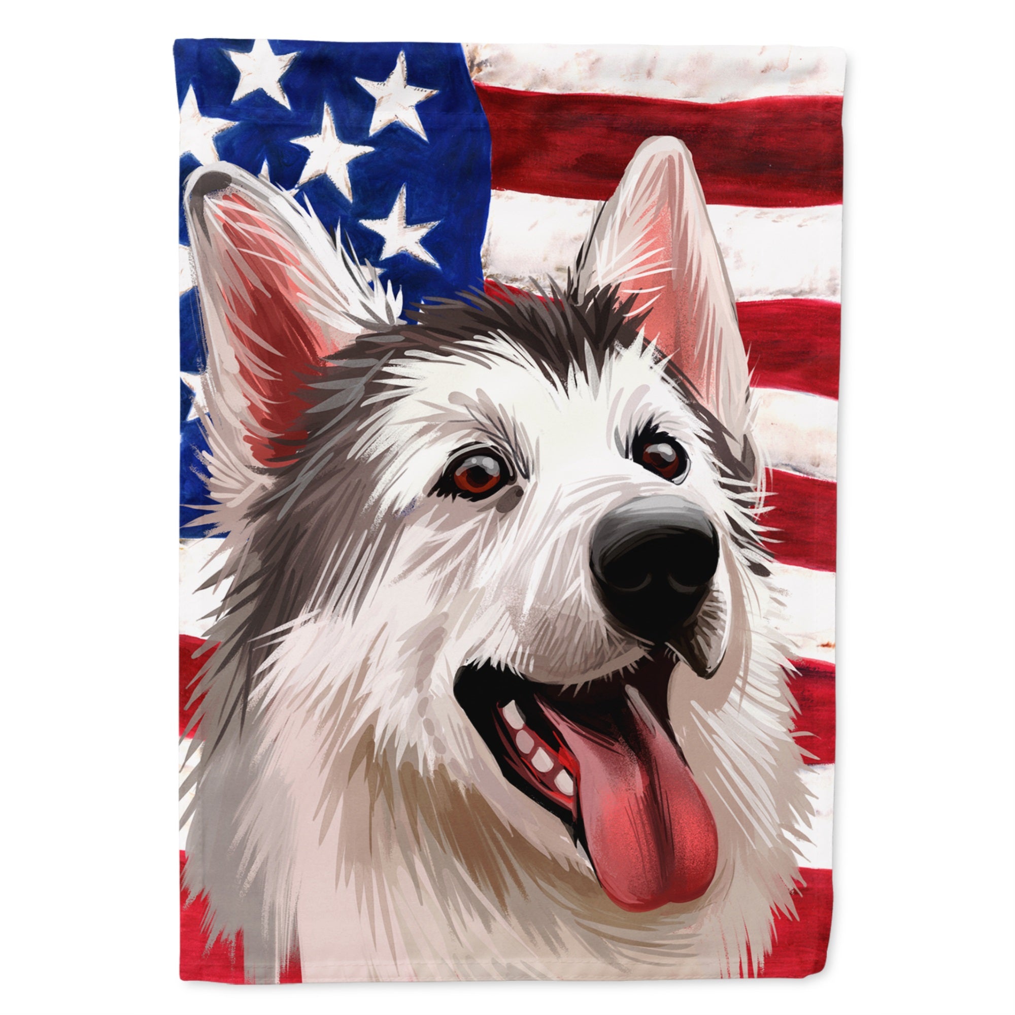 Northern Inuit Dog American Flag Flag Canvas House Size