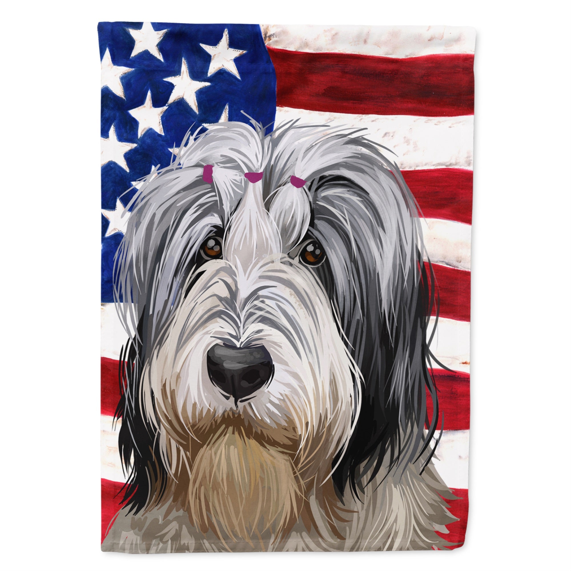 Polish Lowland Sheepdog American Flag Flag Canvas House Size