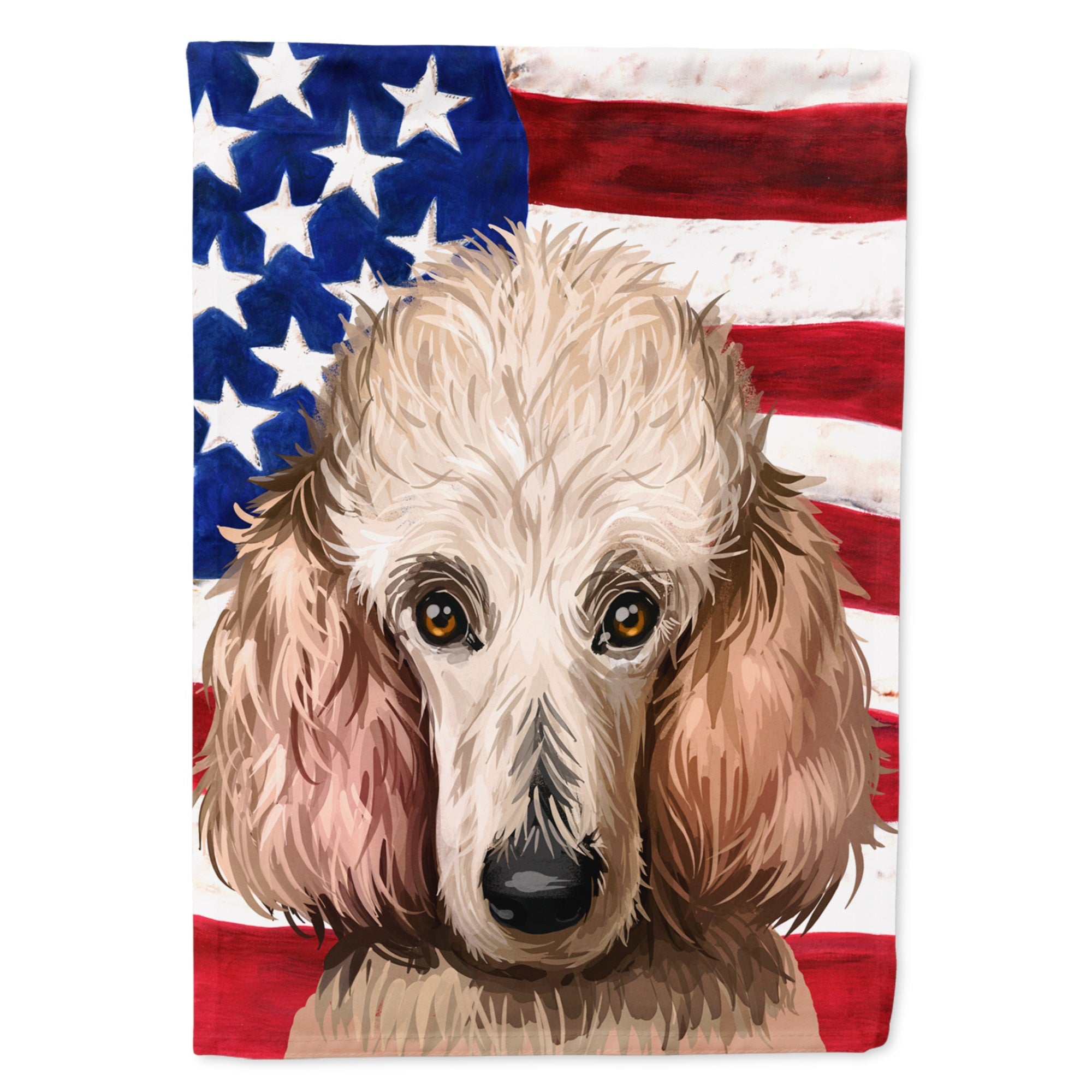 Poodle Dog American Flag Flag Canvas House Size