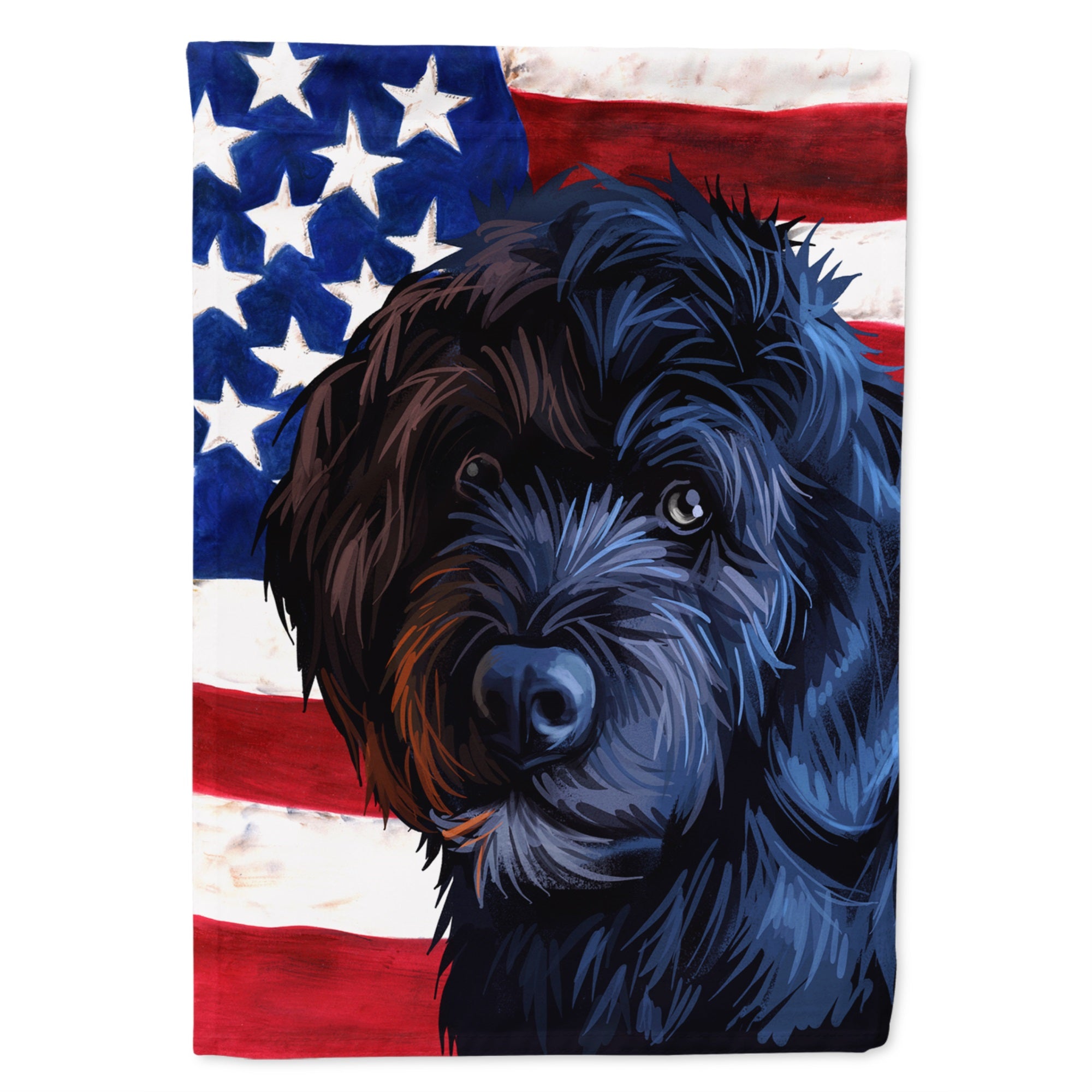 Portuguese Water Dog American Flag Flag Canvas House Size