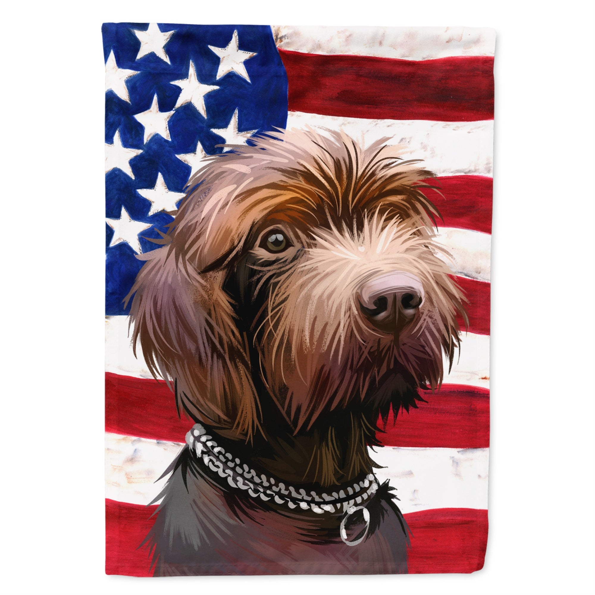 Pudelpointer Dog American Flag Flag Canvas House Size