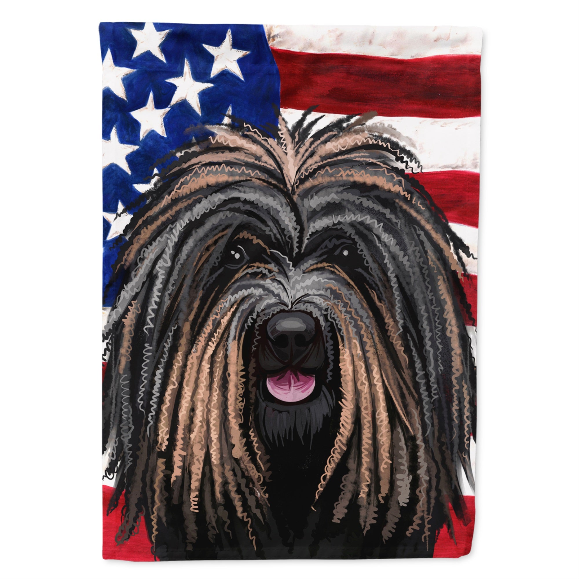 Puli Dog American Flag Flag Canvas House Size