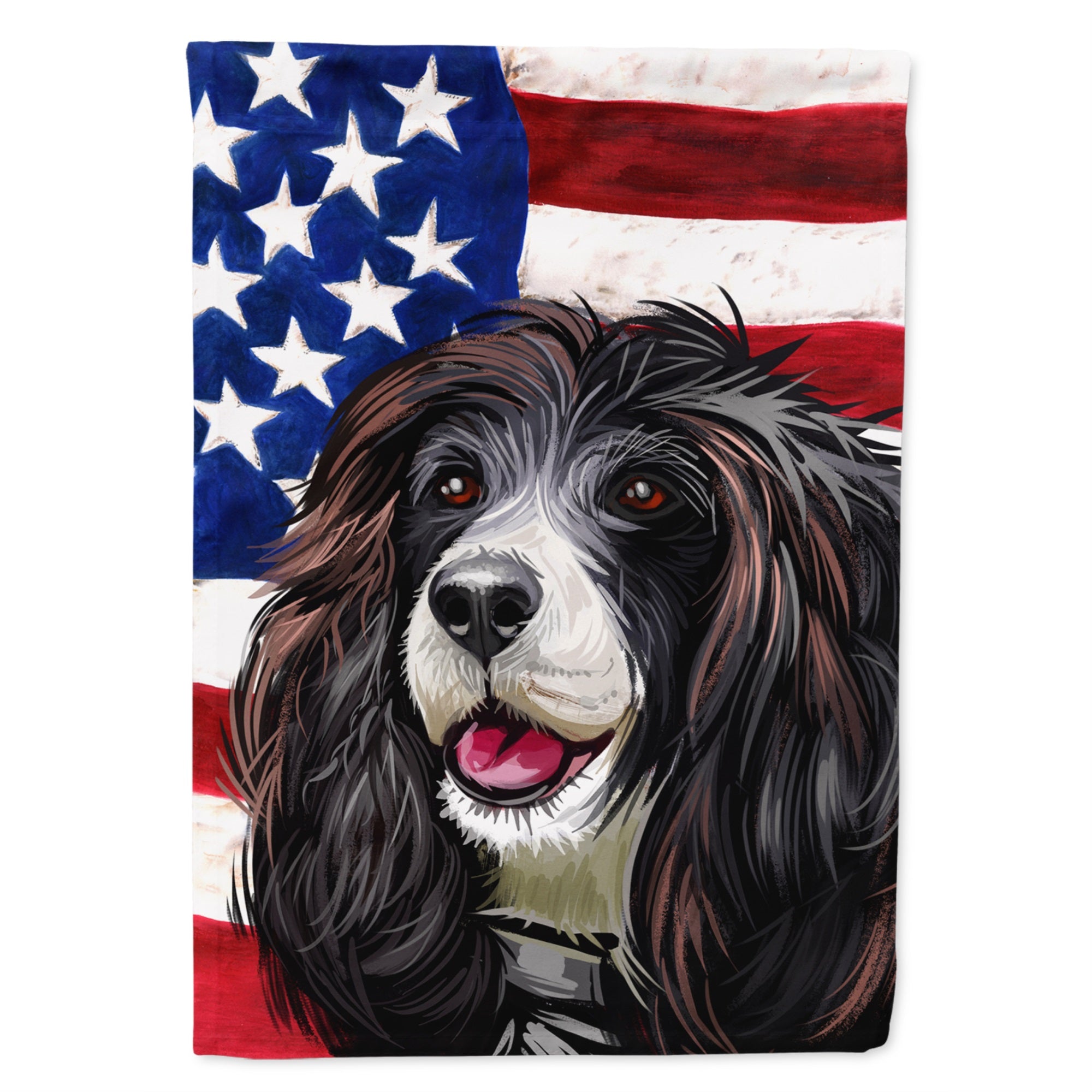 Russian Spaniel Dog American Flag Flag Canvas House Size