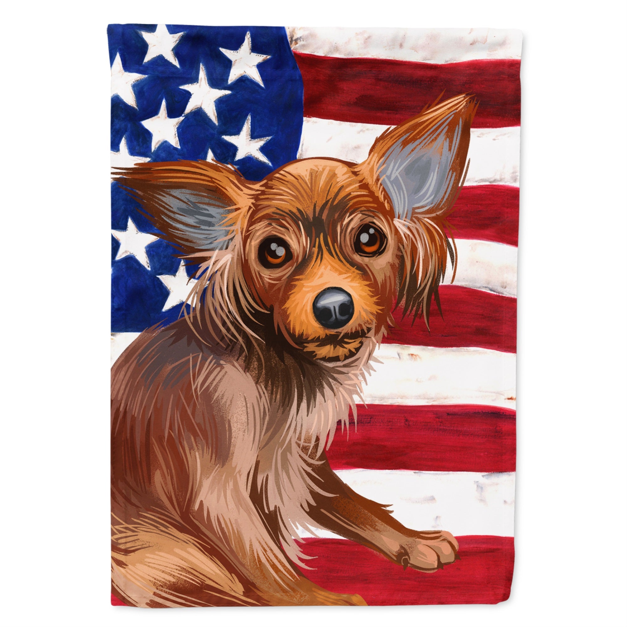 Russian Toy Dog American Flag Flag Canvas House Size