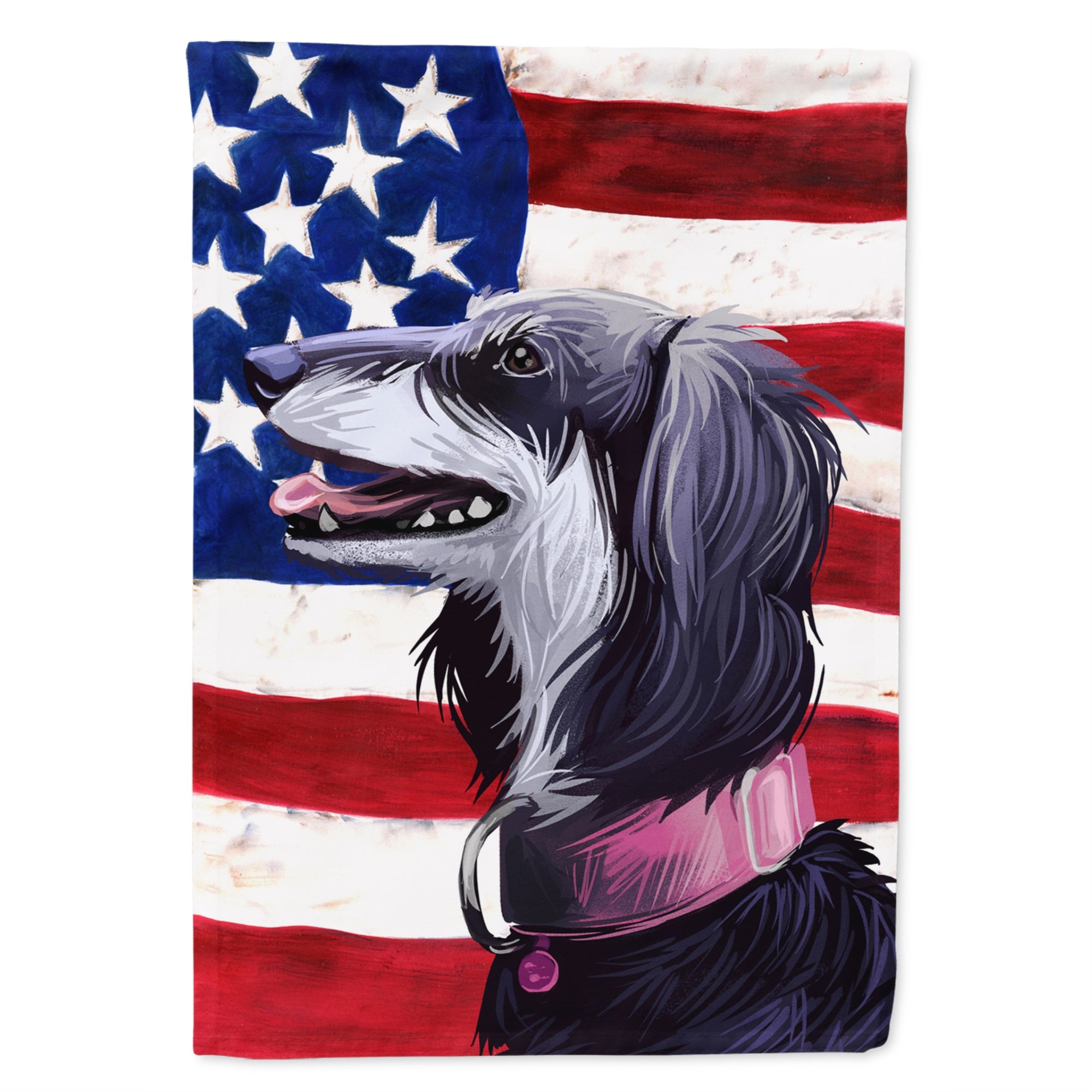Saluki Dog American Flag Flag Canvas House Size