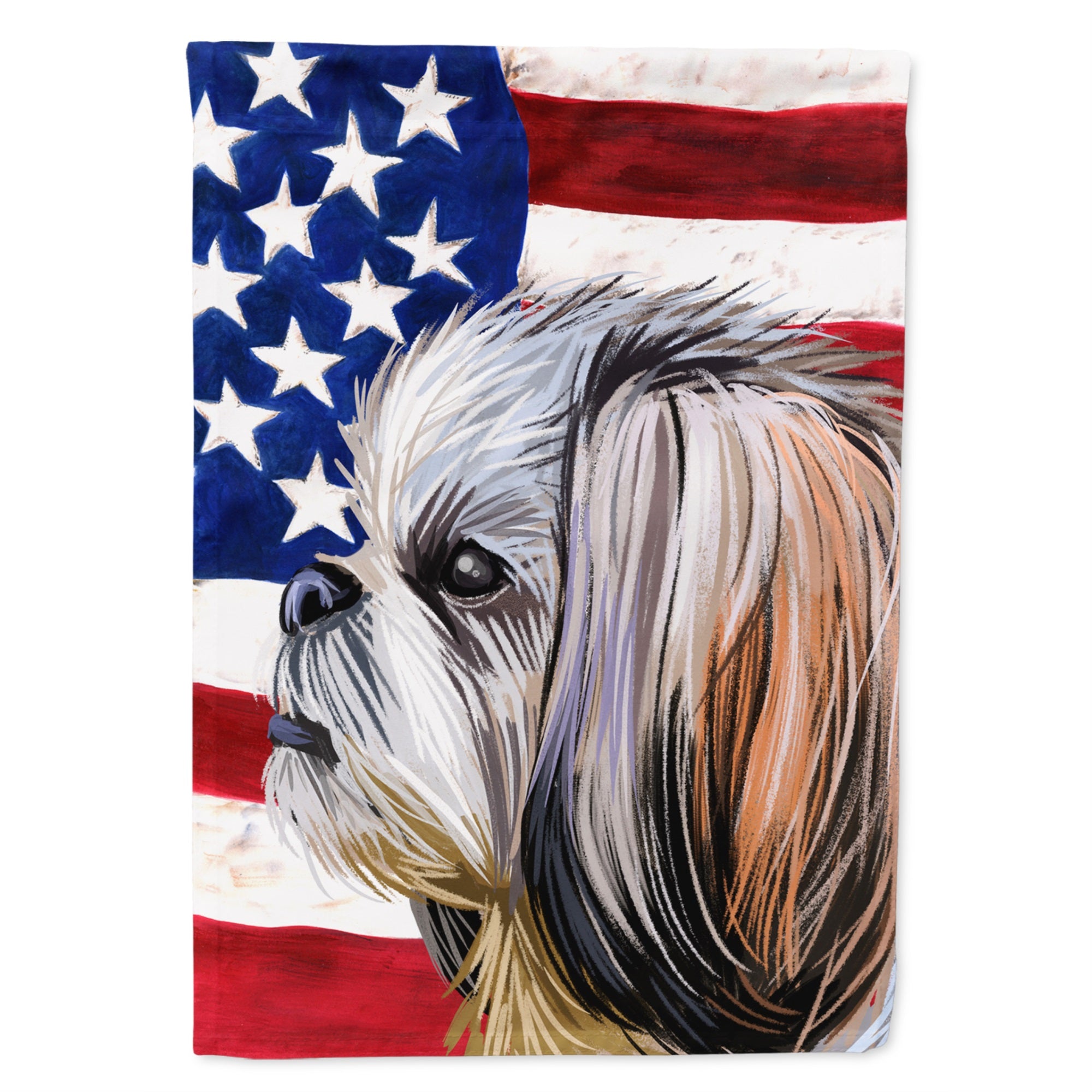 Shih Tzu Dog American Flag Flag Canvas House Size