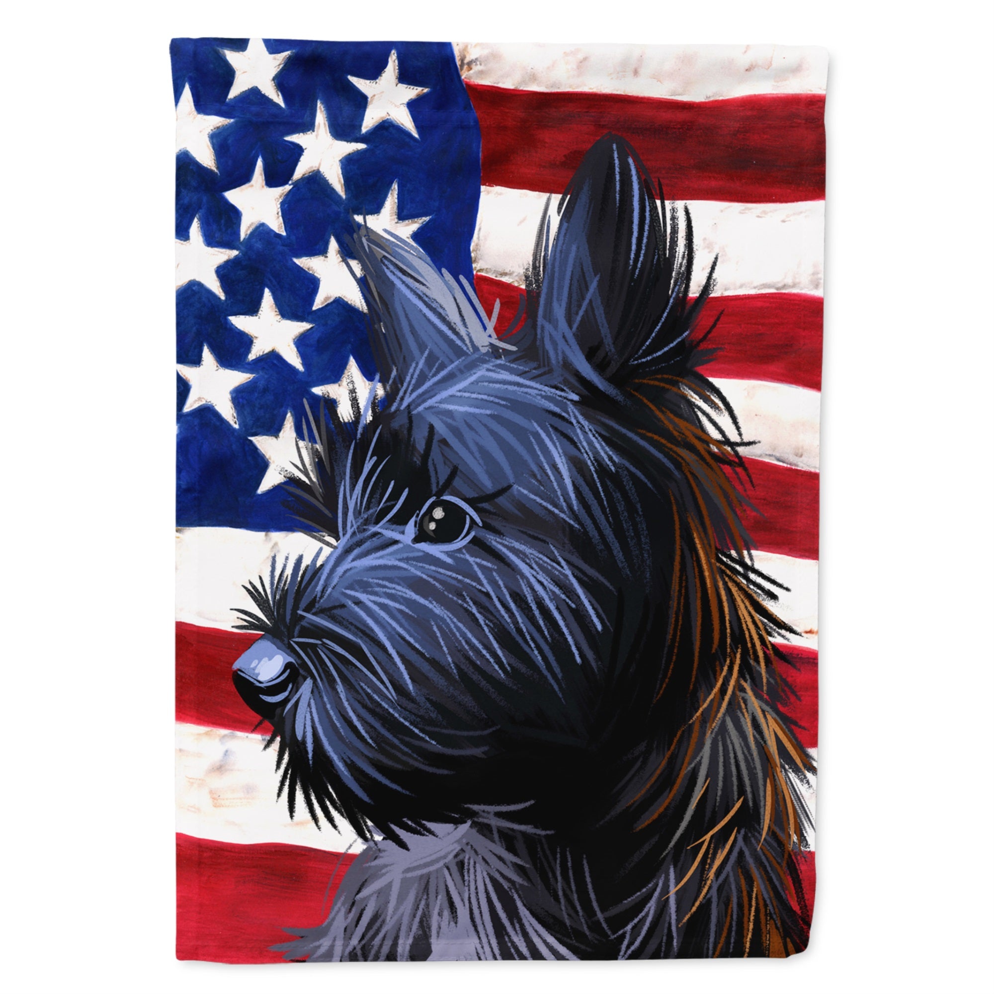 Skye Terrier Dog American Flag Flag Canvas House Size