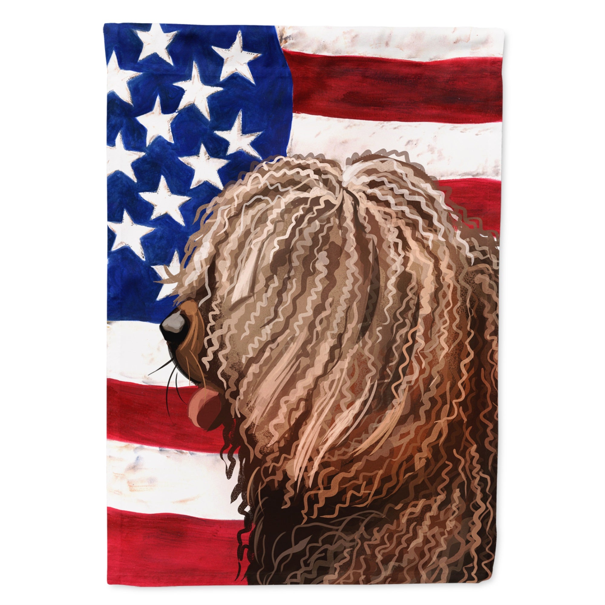 Spanish Water Dog American Flag Flag Canvas House Size
