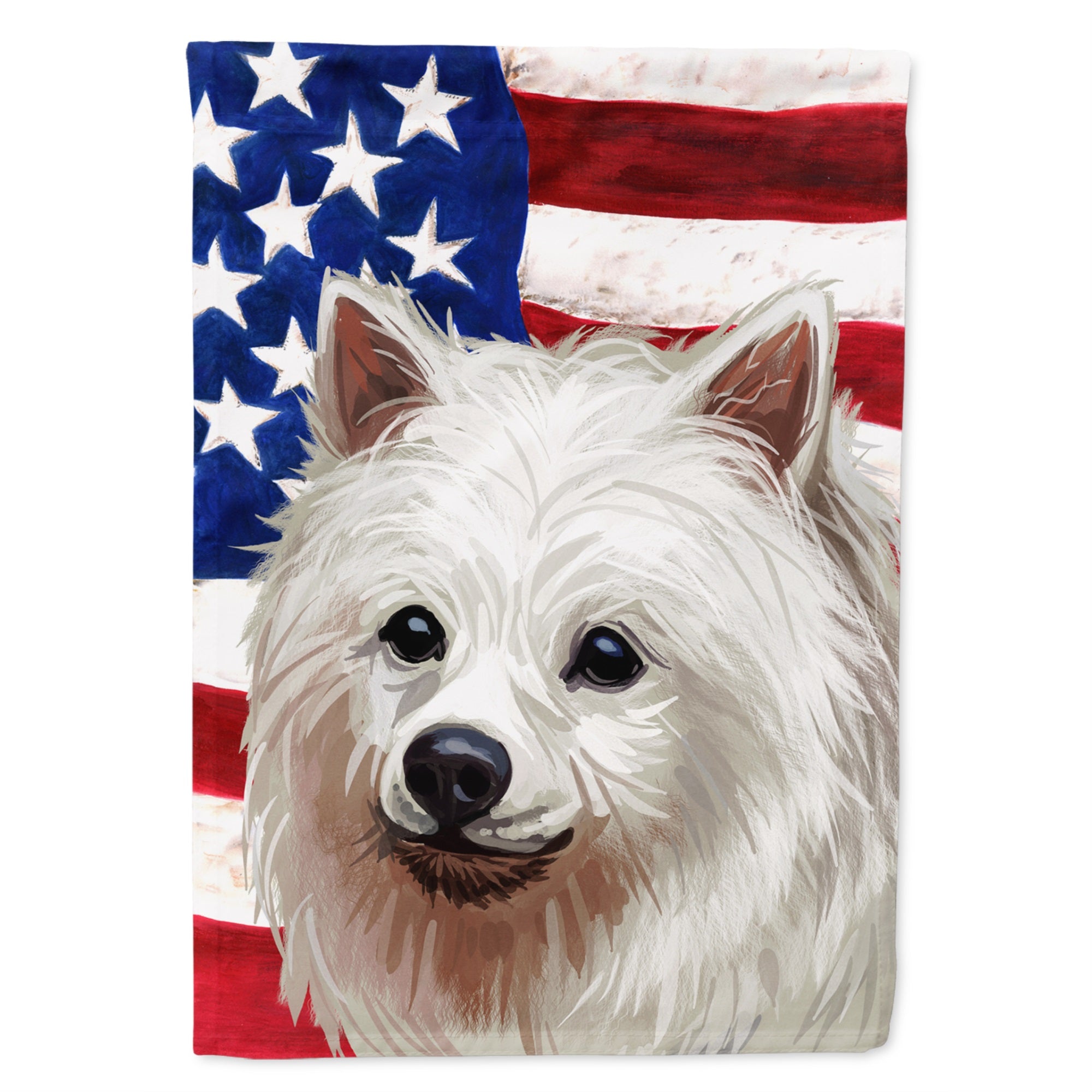 Volpino Italiano American Flag Flag Canvas House Size