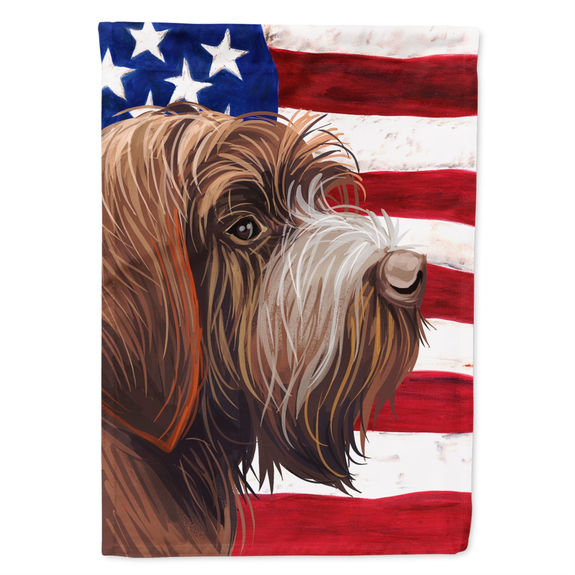 Wirehaired Pointing Griffon American Flag Flag Canvas House Size