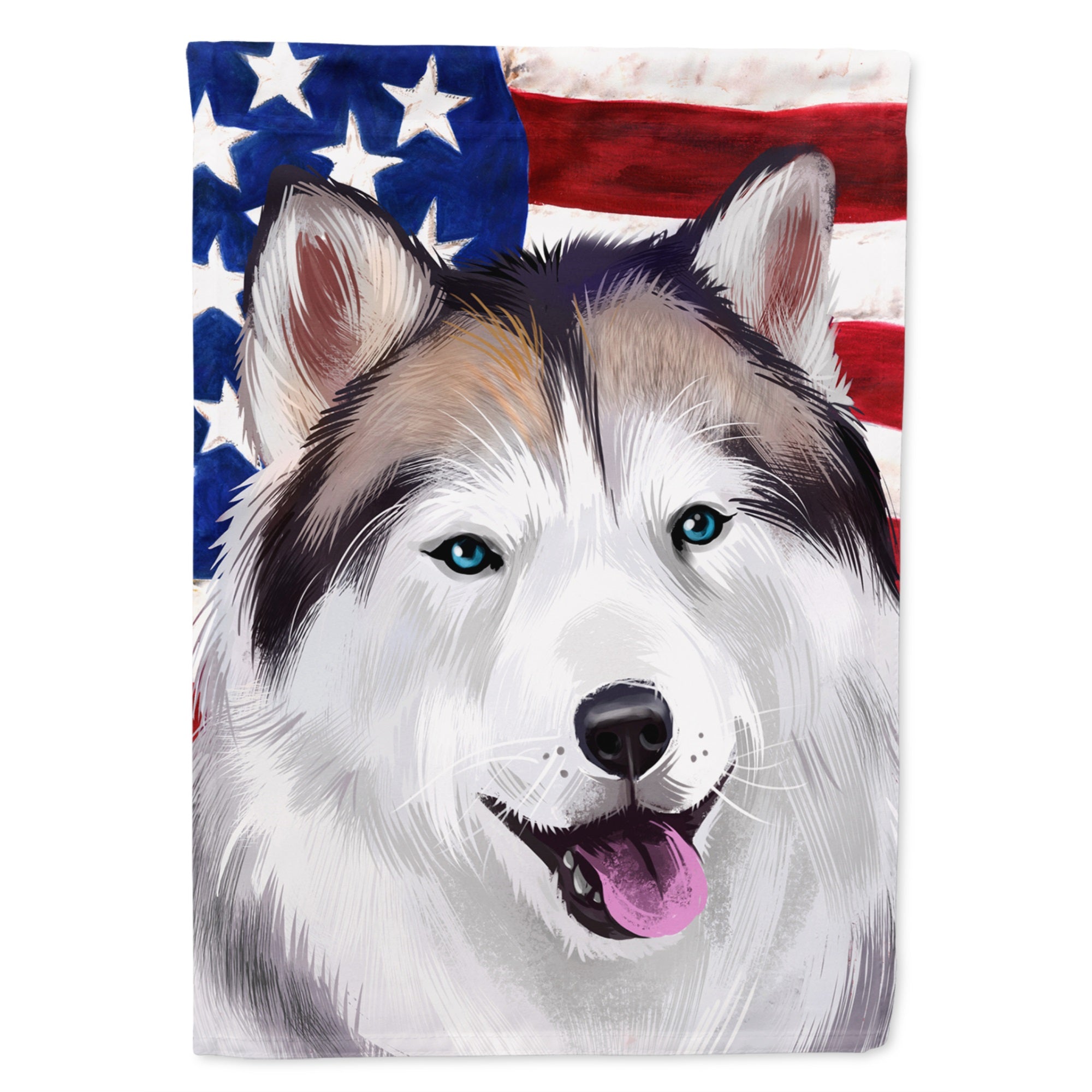 Alaskan Husky American Flag Flag Garden Size