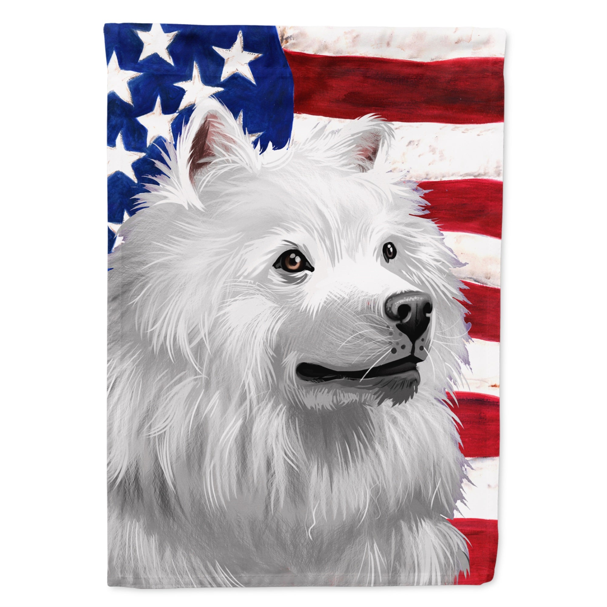 American Eskimo Dog American Flag Flag Garden Size