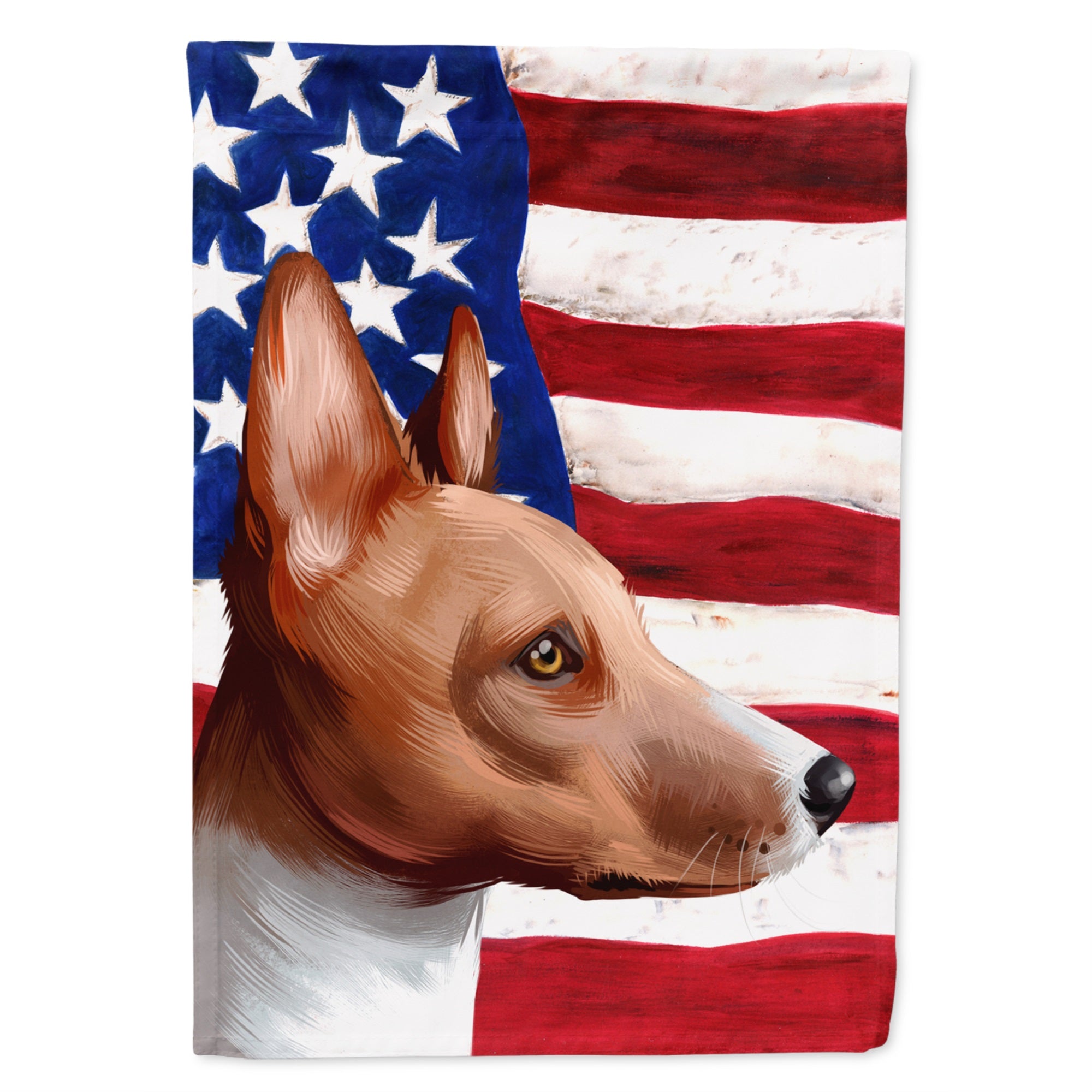 Basenji American Flag Flag Garden Size