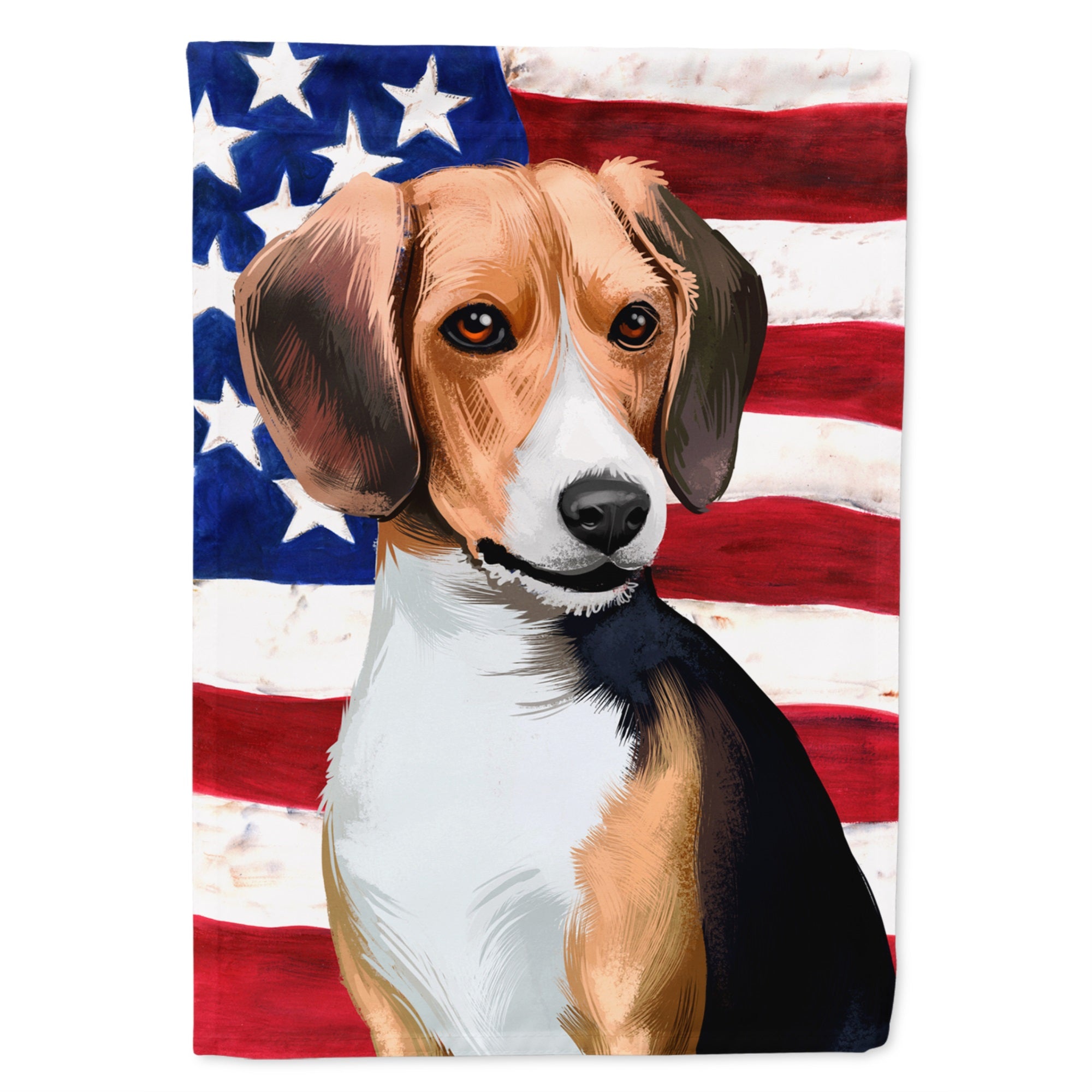 Beagle American Flag Flag Garden Size