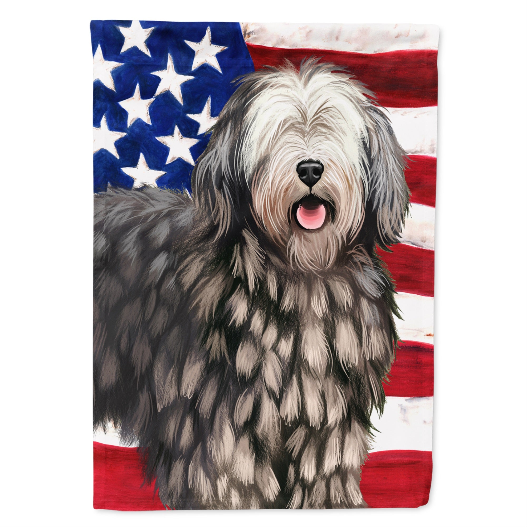 Bergamasco American Flag Flag Garden Size