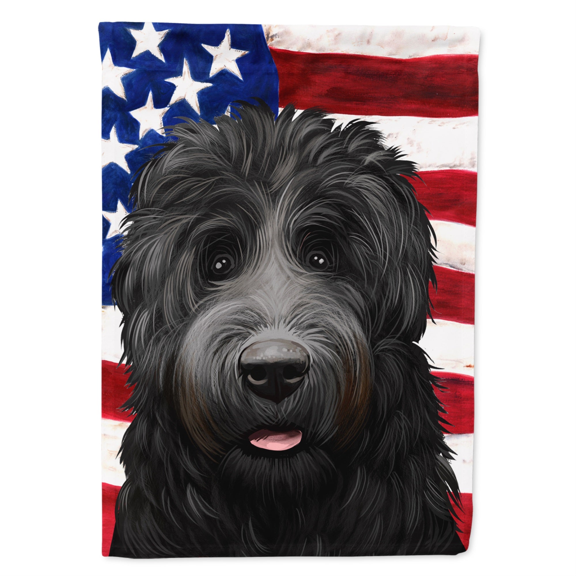 Black Russian Terrier American Flag Flag Garden Size