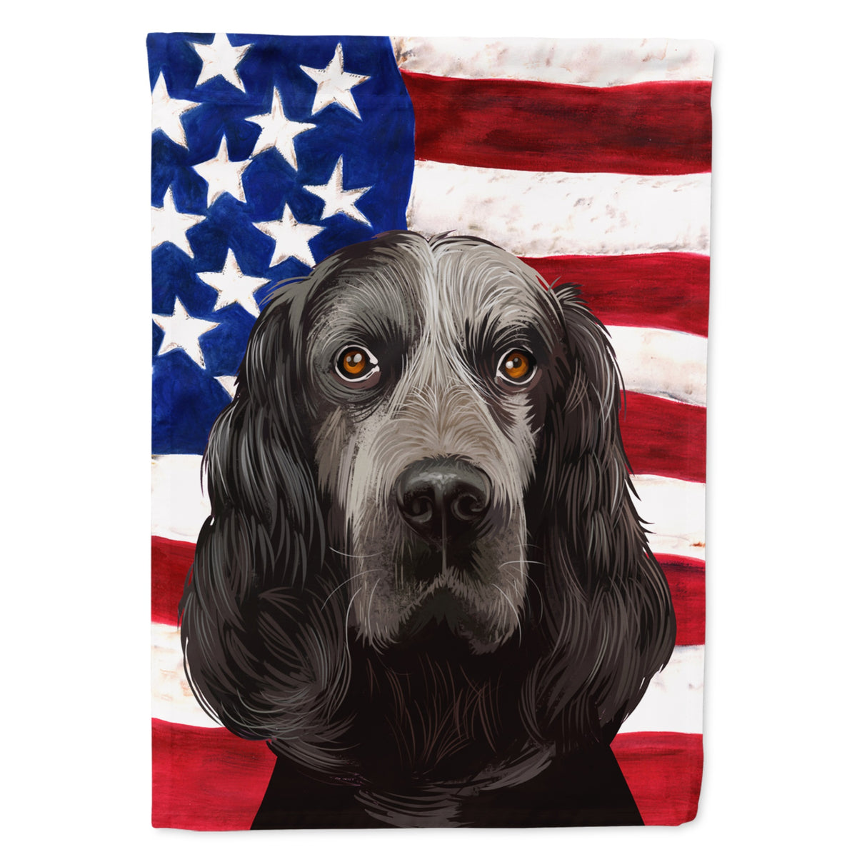 Blue Picardy Spaniel American Flag Flag Garden Size