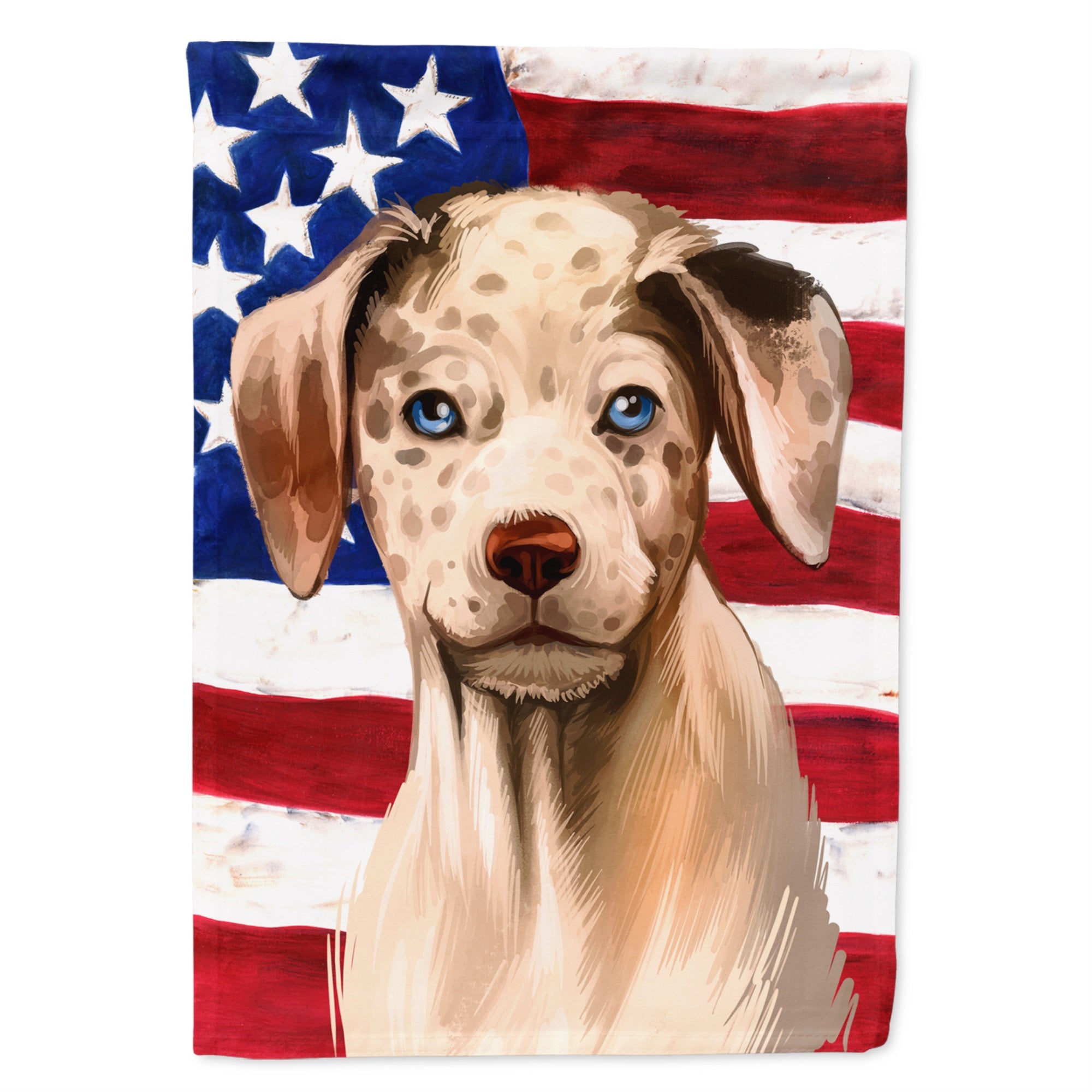 Catahoula Leopard Dog American Flag Flag Garden Size