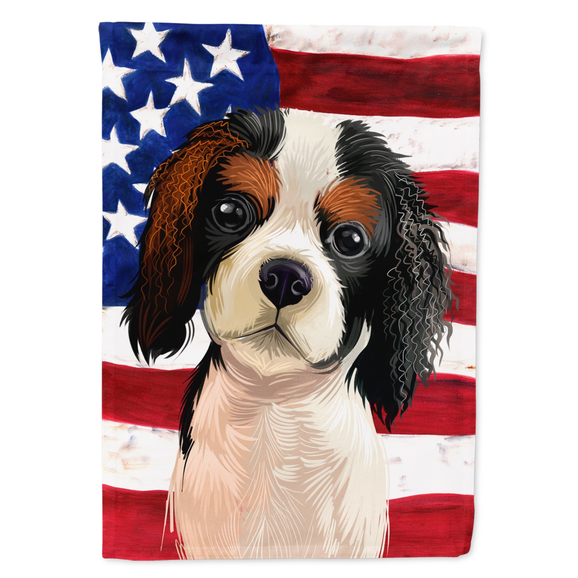 Cavalier Spaniel American Flag Flag Garden Size