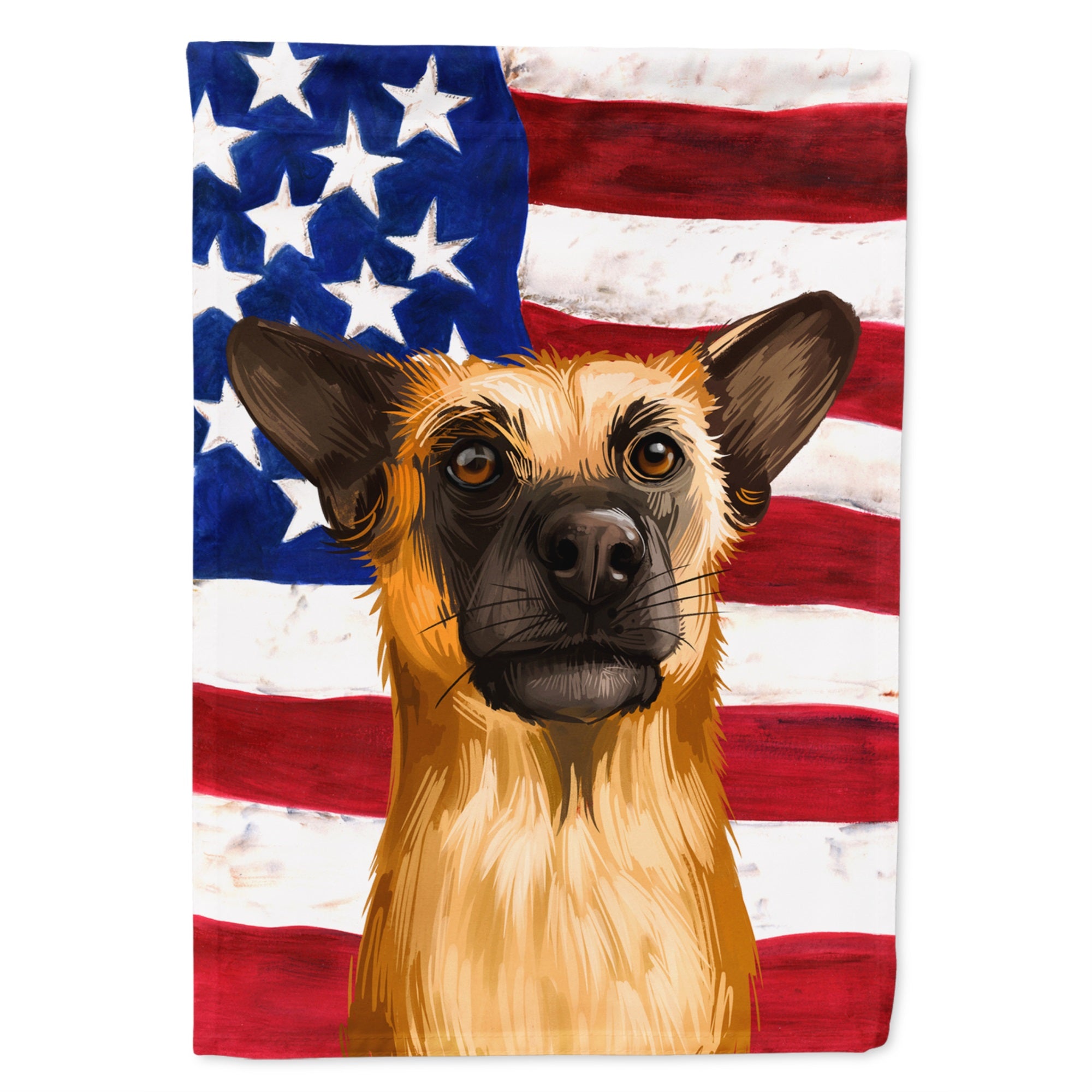 Chinook Dog American Flag Flag Garden Size