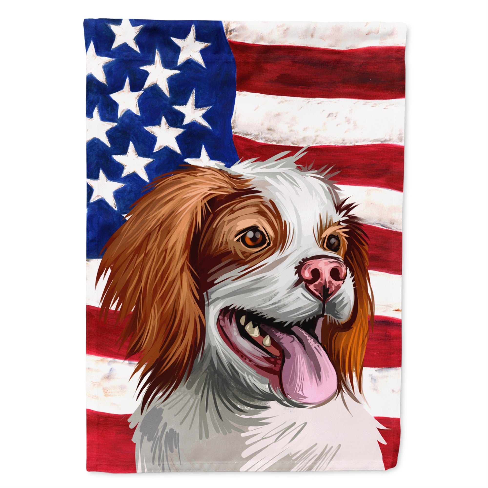 French Brittany Dog American Flag Flag Garden Size