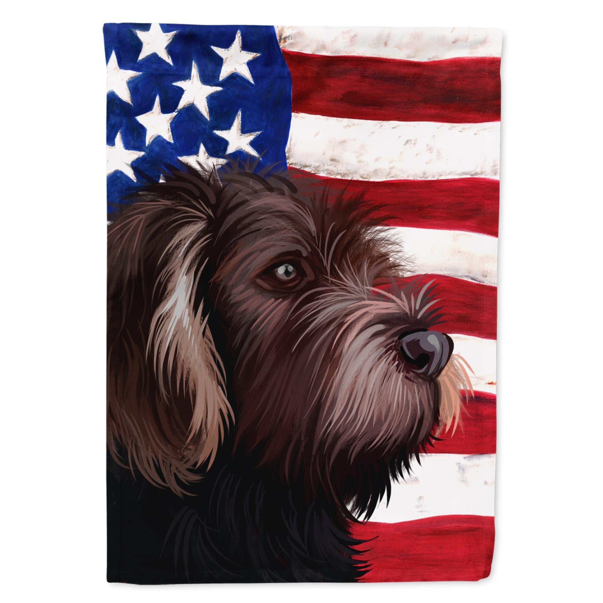 German Roughhaired Pointer American Flag Flag Garden Size