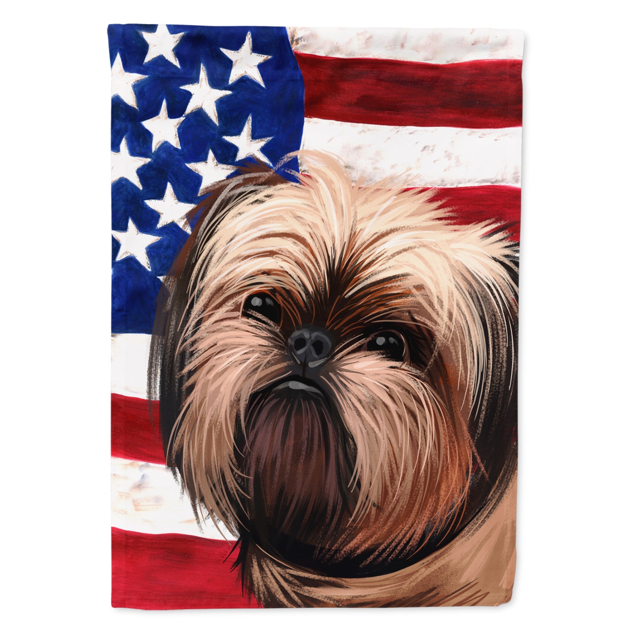 Griffon Bruxellois Dog American Flag Flag Garden Size