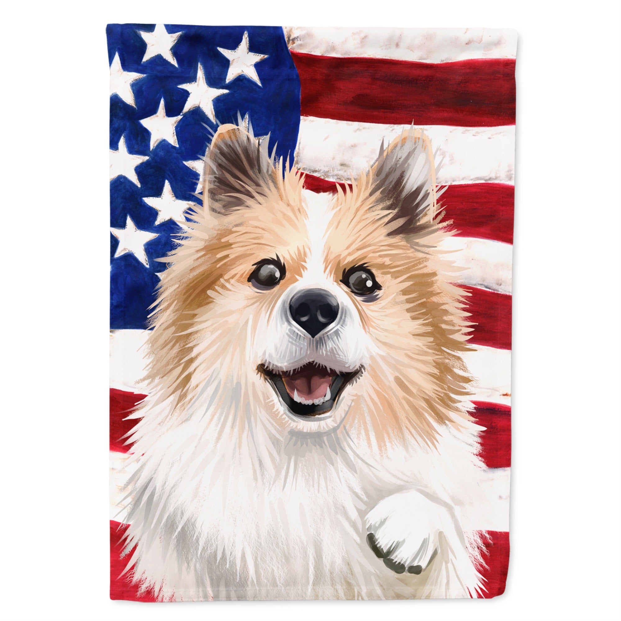 Icelandic Sheepdog Dog American Flag Flag Garden Size