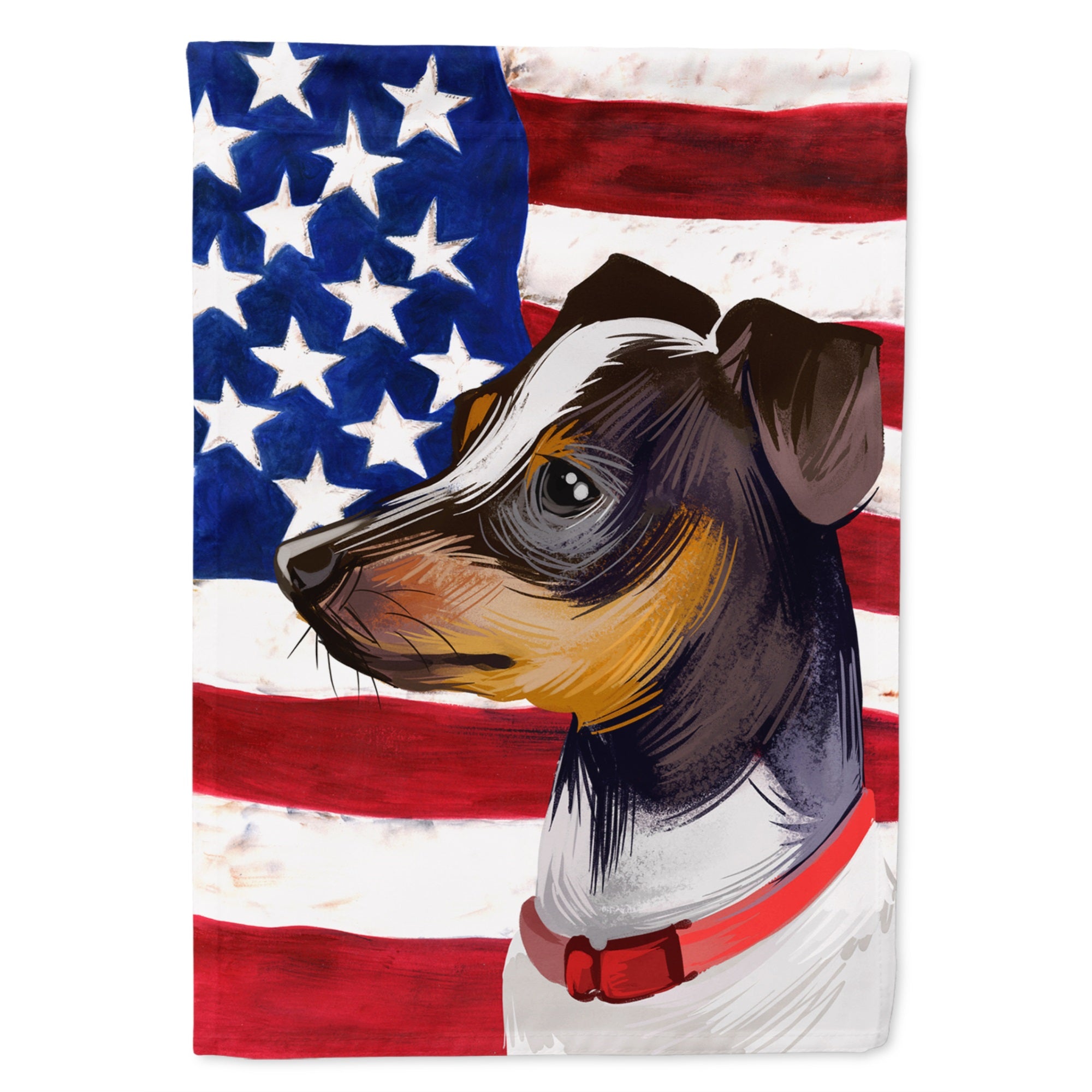 Japanese Terrier American Flag Flag Garden Size